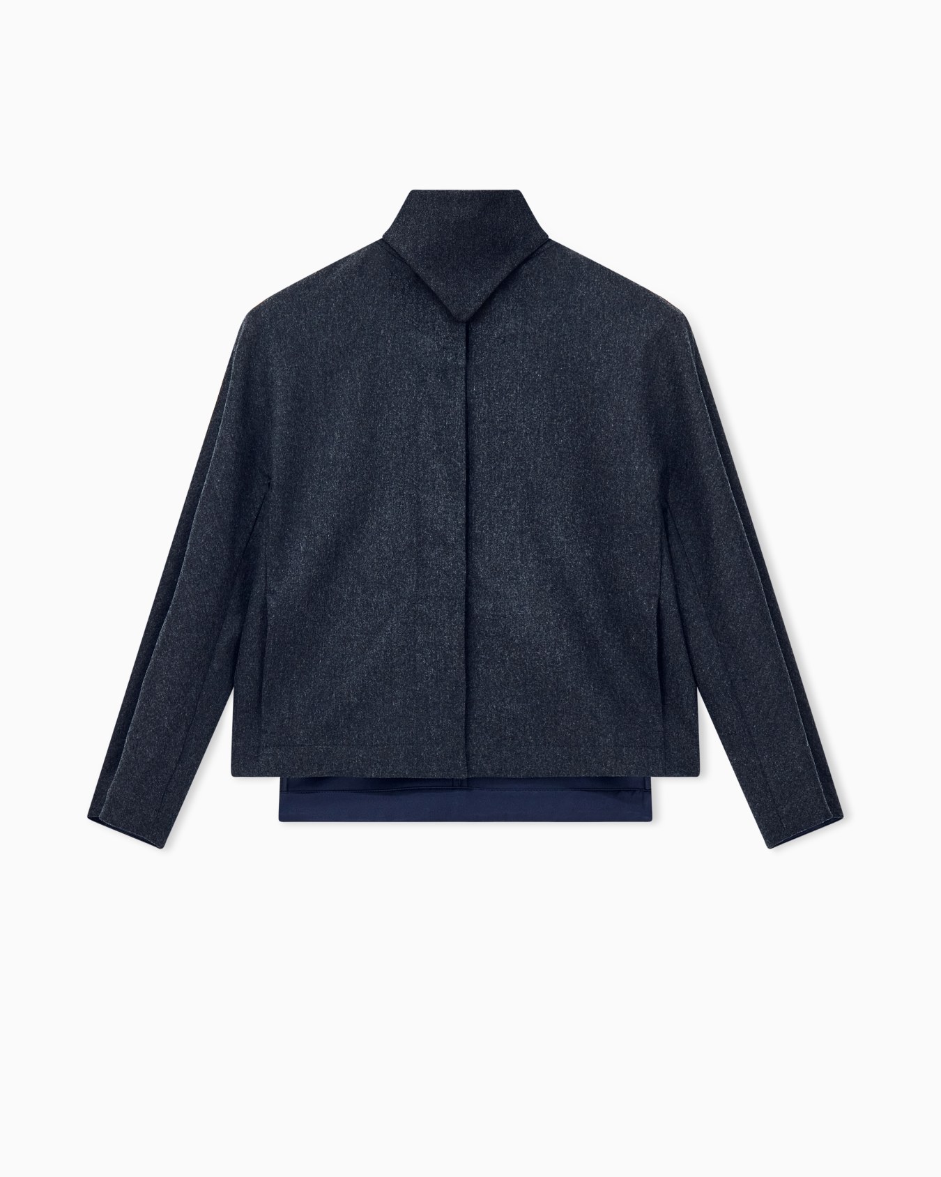 GIORGIO ARMANIダークグレー ハイネック フルジップジャケット Blazer regular fit wool and cashmere with detachable collar