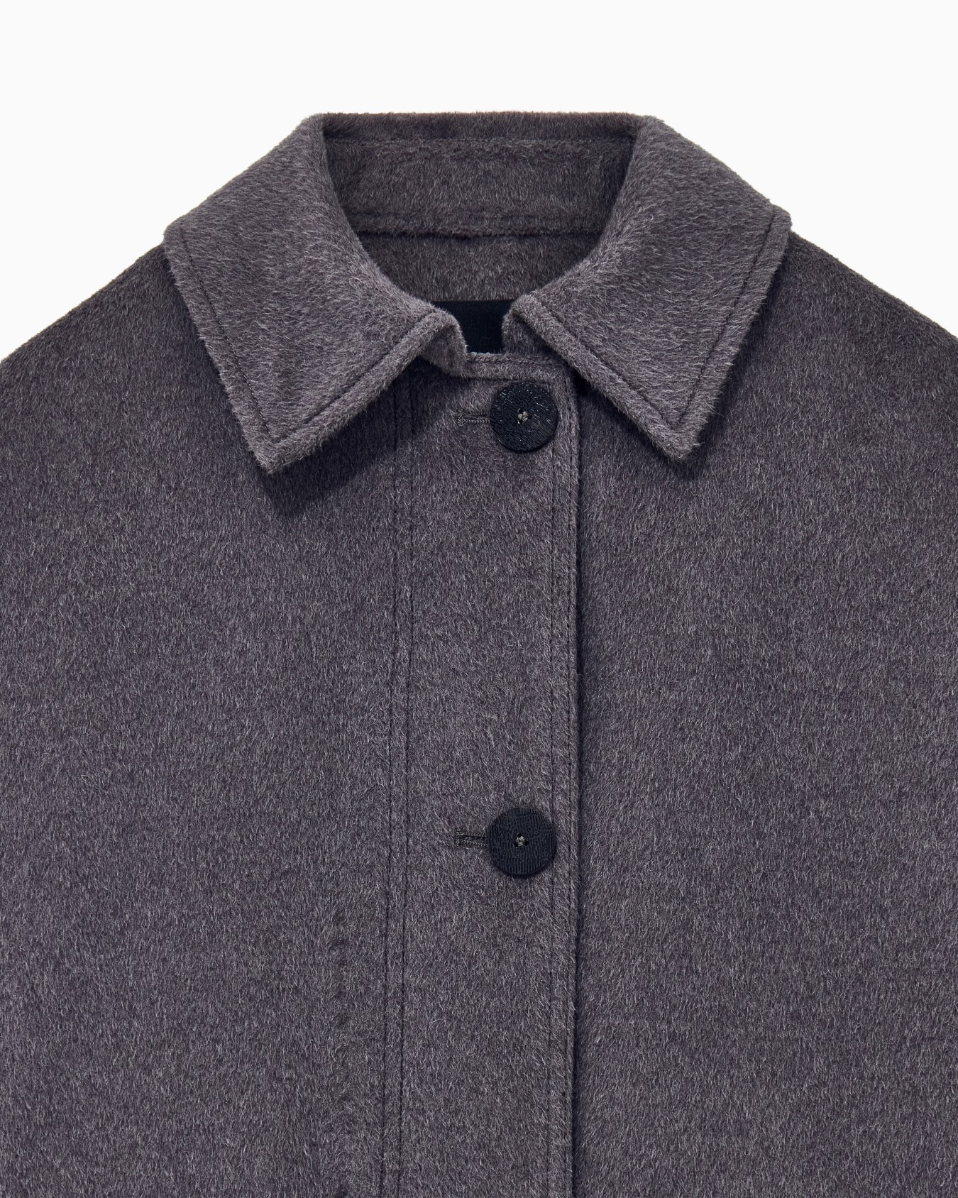 Caban coat regular fit in llama wool with patch pockets Slide 2
