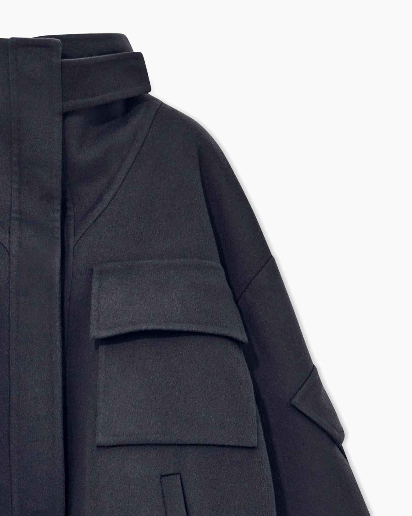 Caban coat double cashmere blouson with stand-up collar Slide 3