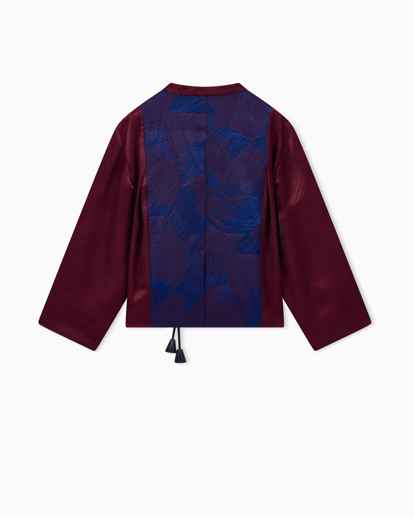 Oversized kimono shirt in silk lurex jacquard with tassels Slide 2