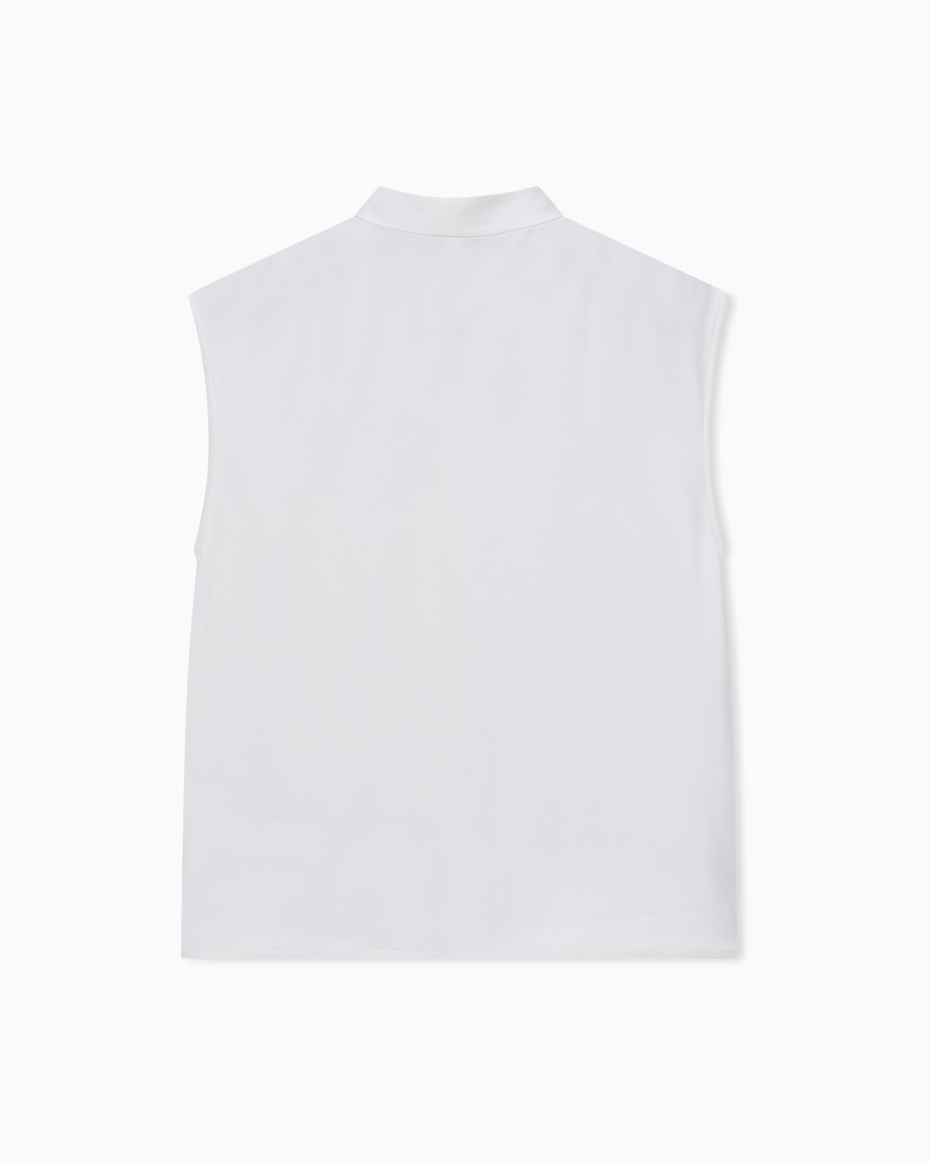 Shirt with sleeveless mandarin collar in double silk satin Slide 2