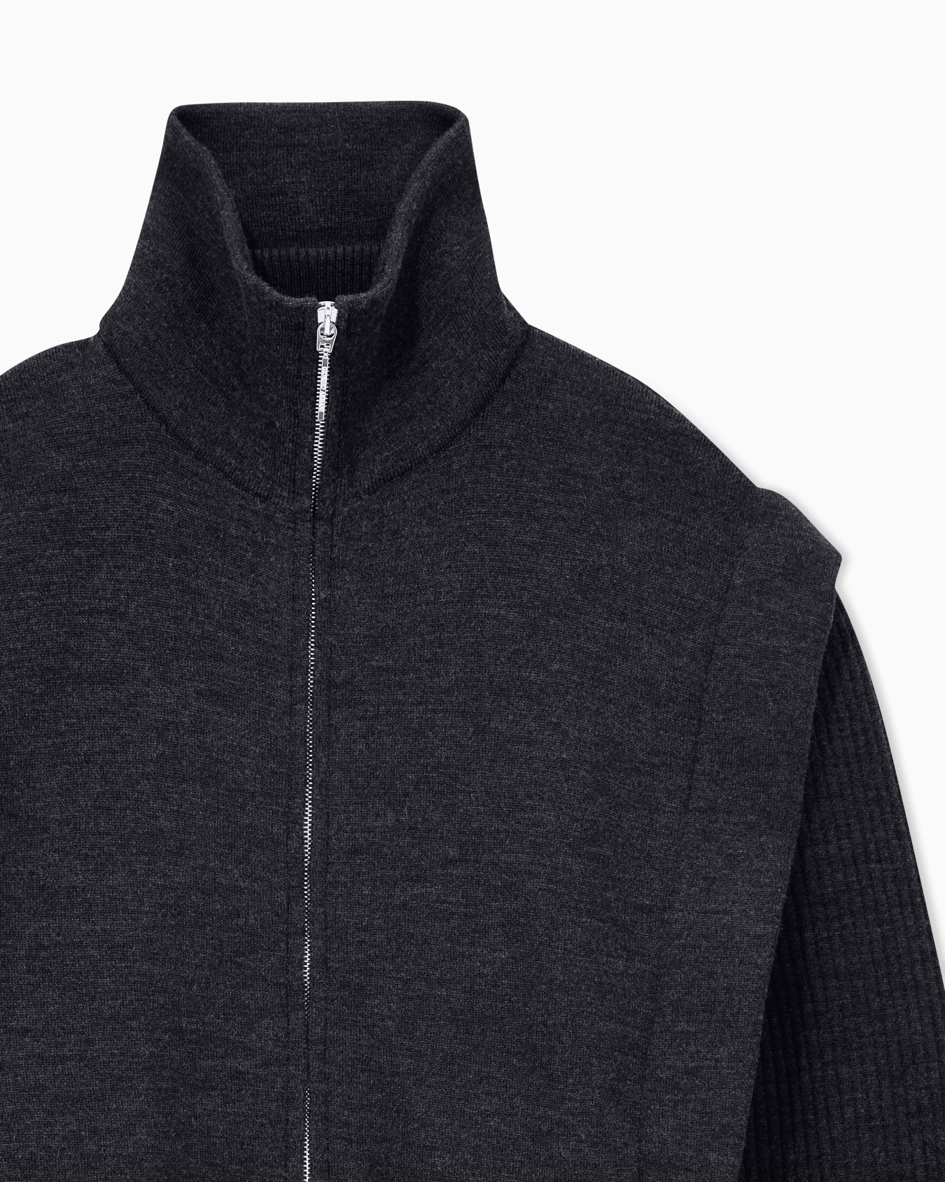 Padded blouson jacket in virgin wool with rib knit sleeves Slide 3
