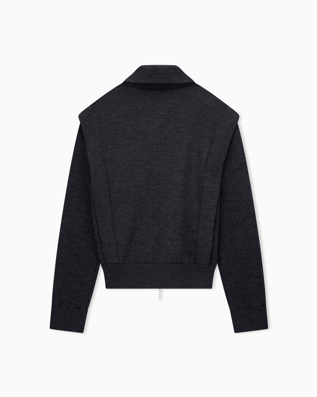 Padded blouson jacket in virgin wool with rib knit sleeves Slide 2