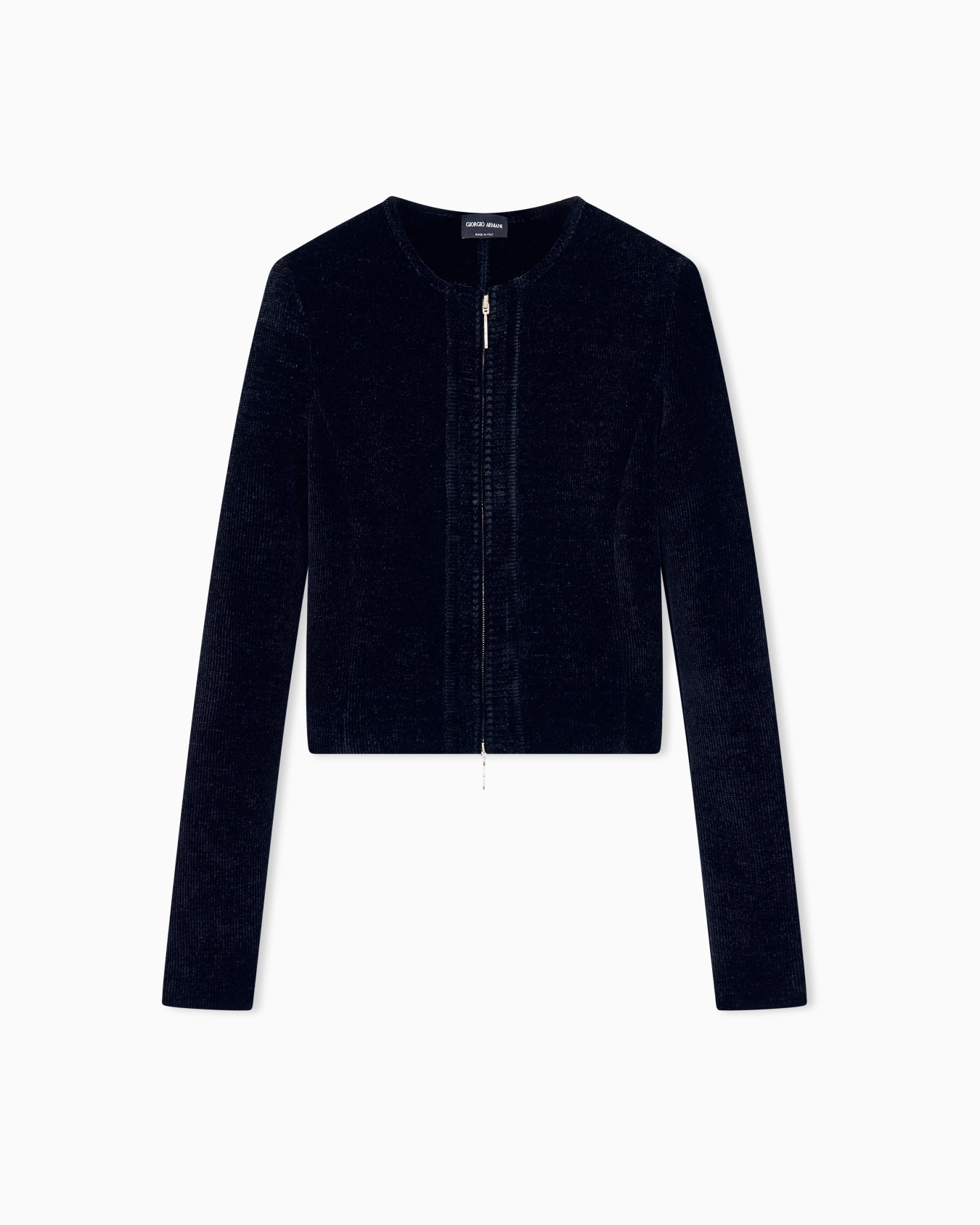 Blazer Jackets slim fit chenille crew neck metal zip Slide 0