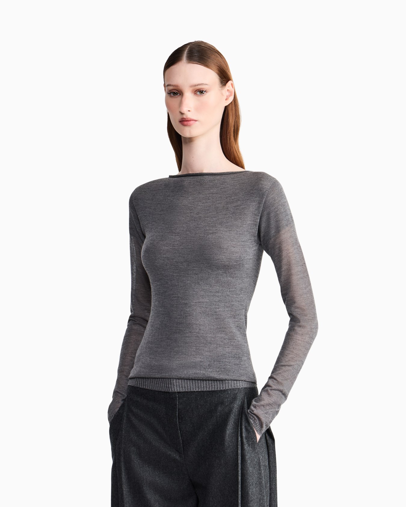 Pullover nahtlos aus Kaschmir mit Rundhalsausschnitt Folie 3