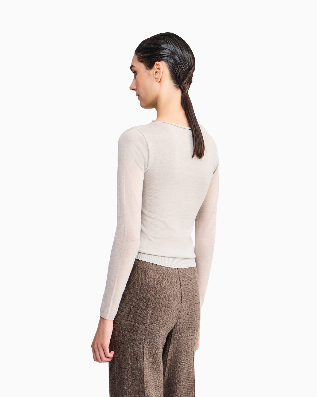 Jersey sweaters de cachemira cuello redondo sin costuras Diapositiva 5