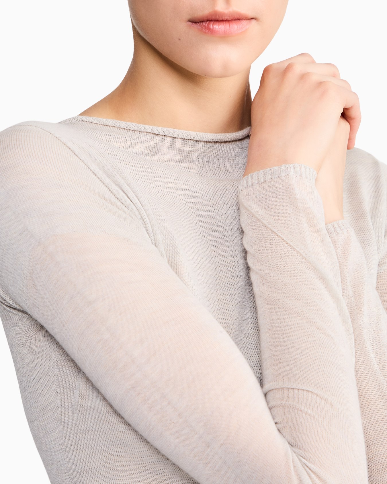 Jersey sweaters de cachemira cuello redondo sin costuras Diapositiva 6
