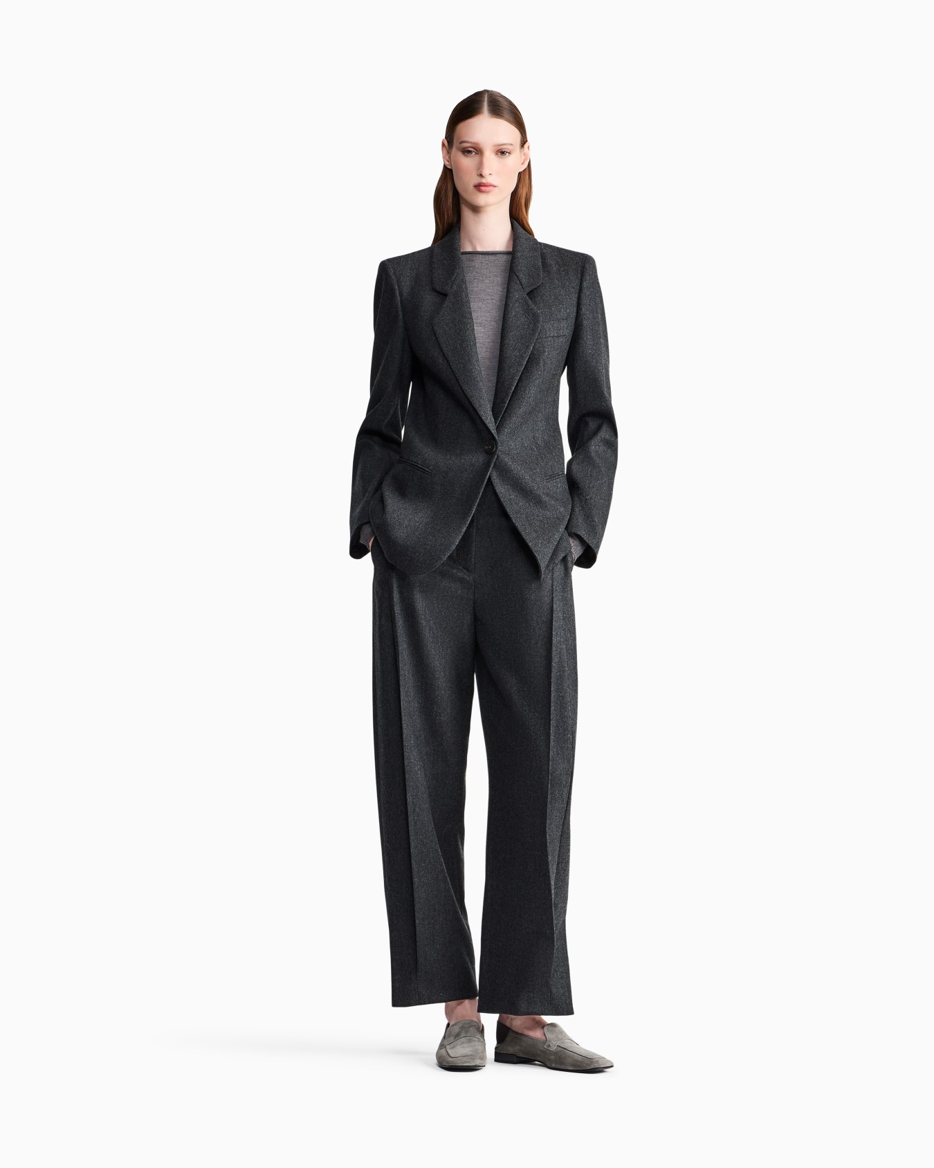 Blazer regular fit in wool and cashmere flannel Slide 1