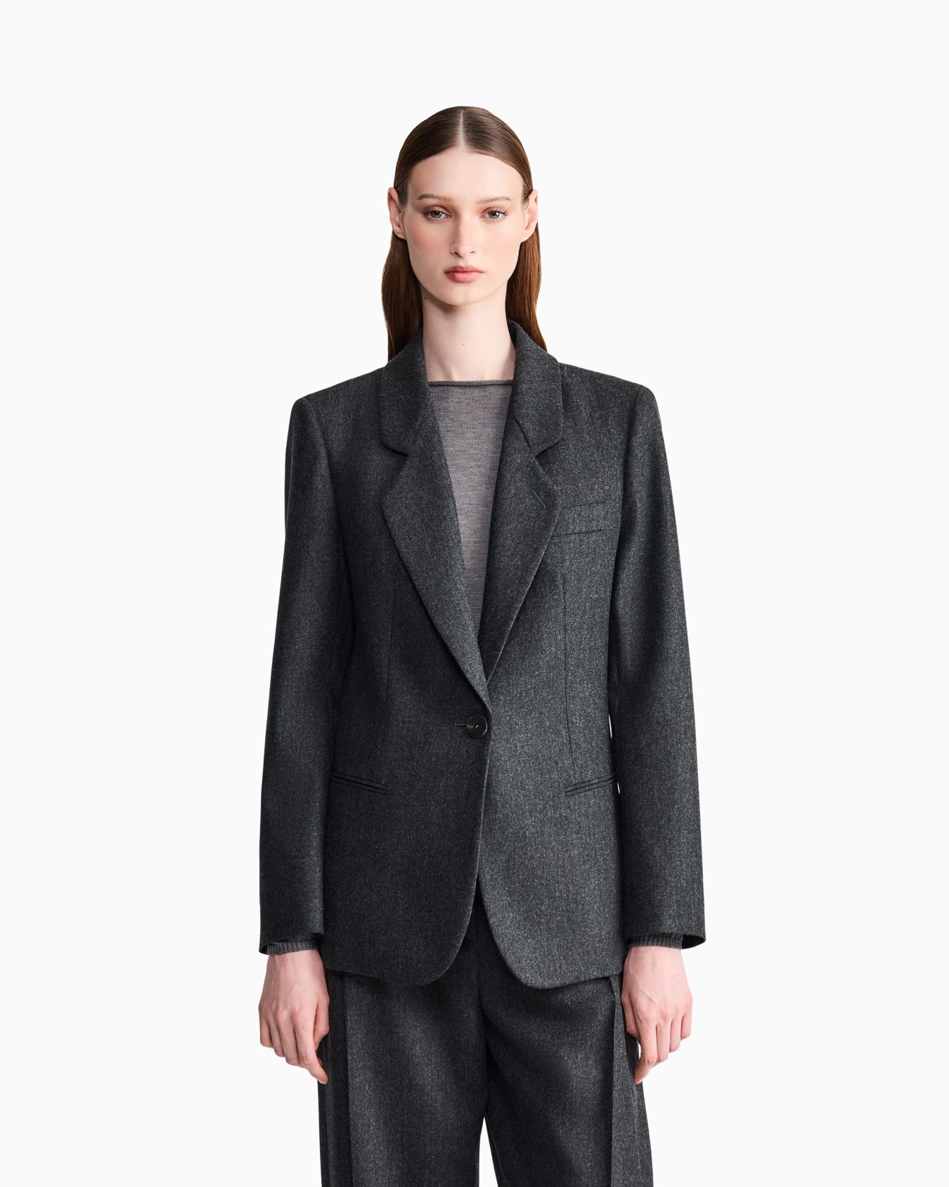Blazer regular fit in wool and cashmere flannel Slide 3