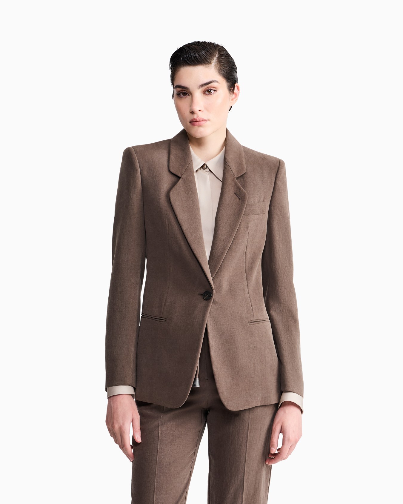 Blazer droit en soie lavée et laine vierge Diapositive 3