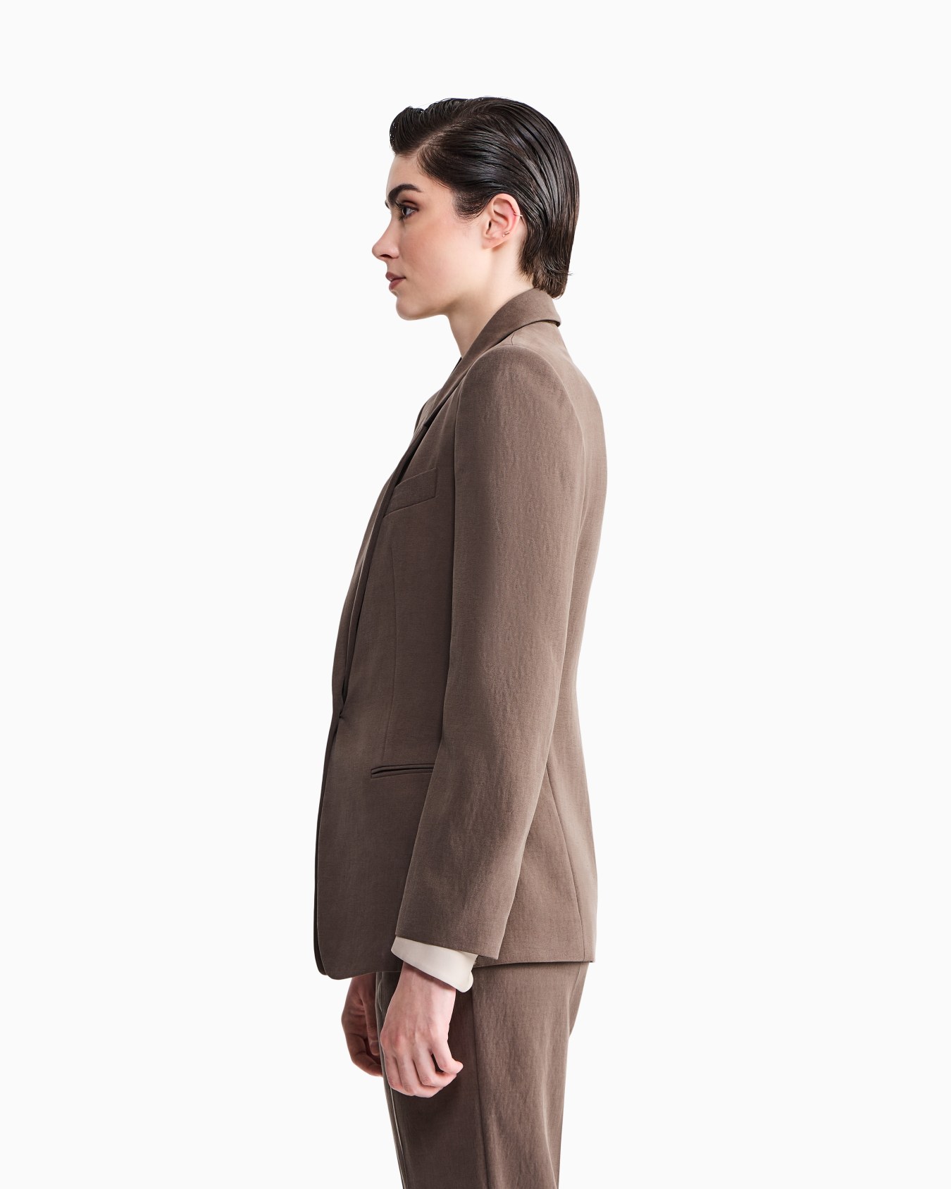 Blazer droit en soie lavée et laine vierge Diapositive 7
