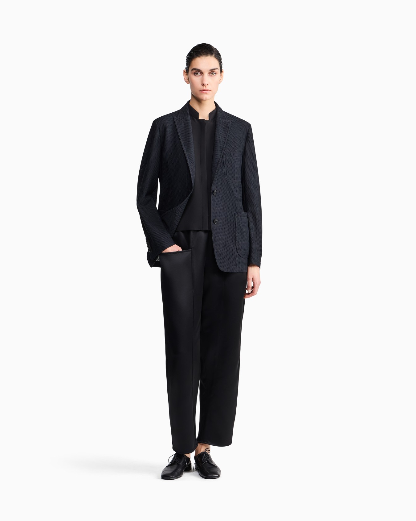 Blazer regular fit single-breasted in embossed mesh Slide 1