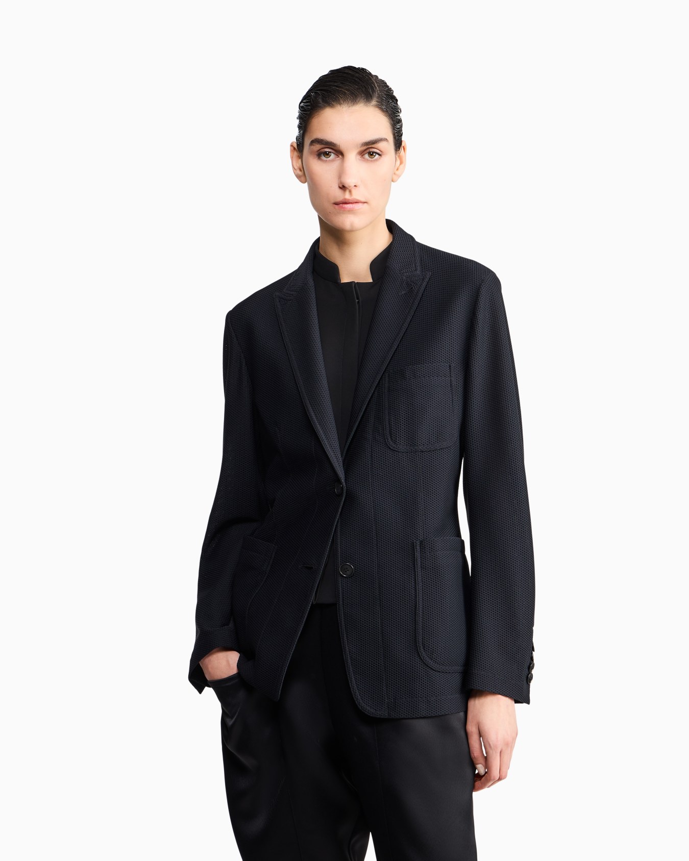 Blazer regular fit single-breasted in embossed mesh Slide 3