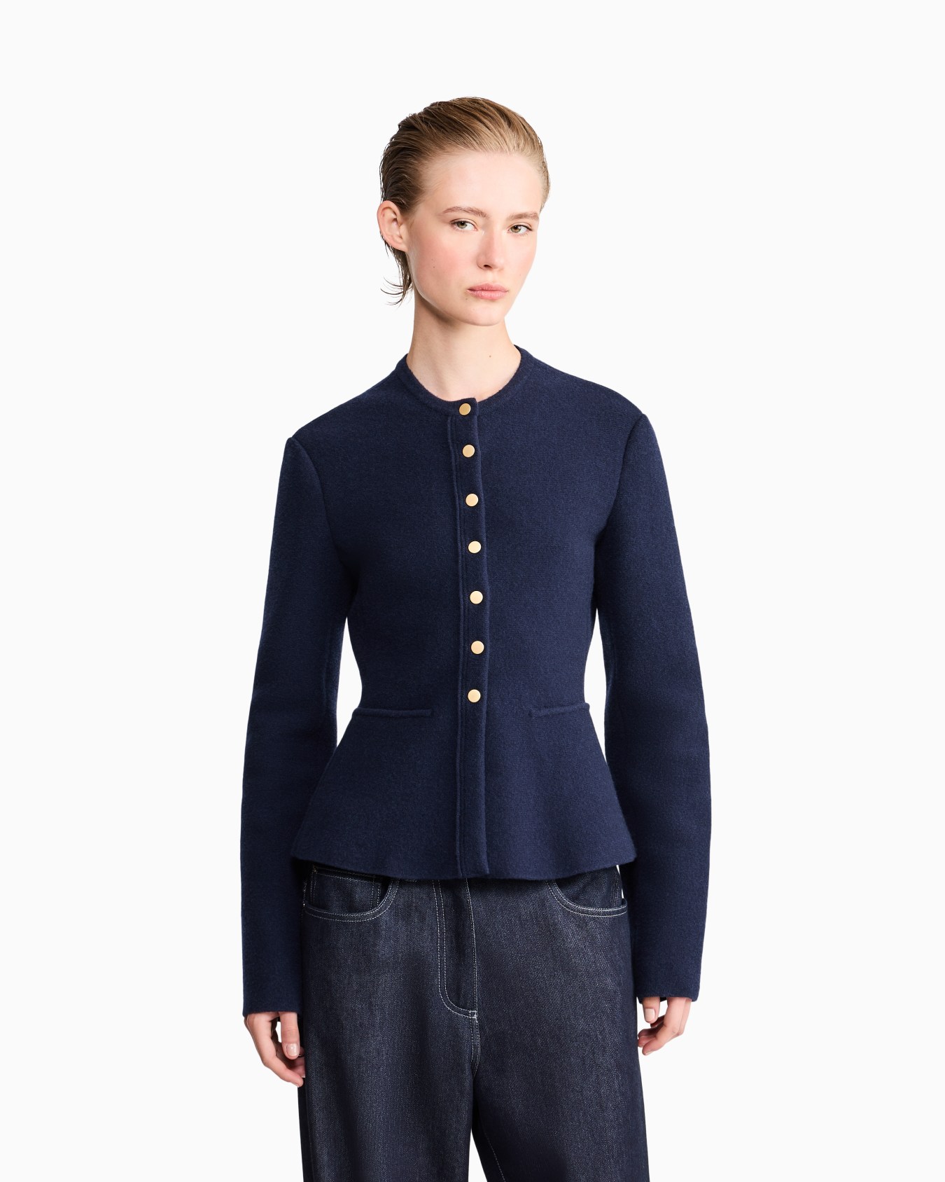 Blazer Jackets de punto lana y cachemir con cuello redondo Diapositiva 3
