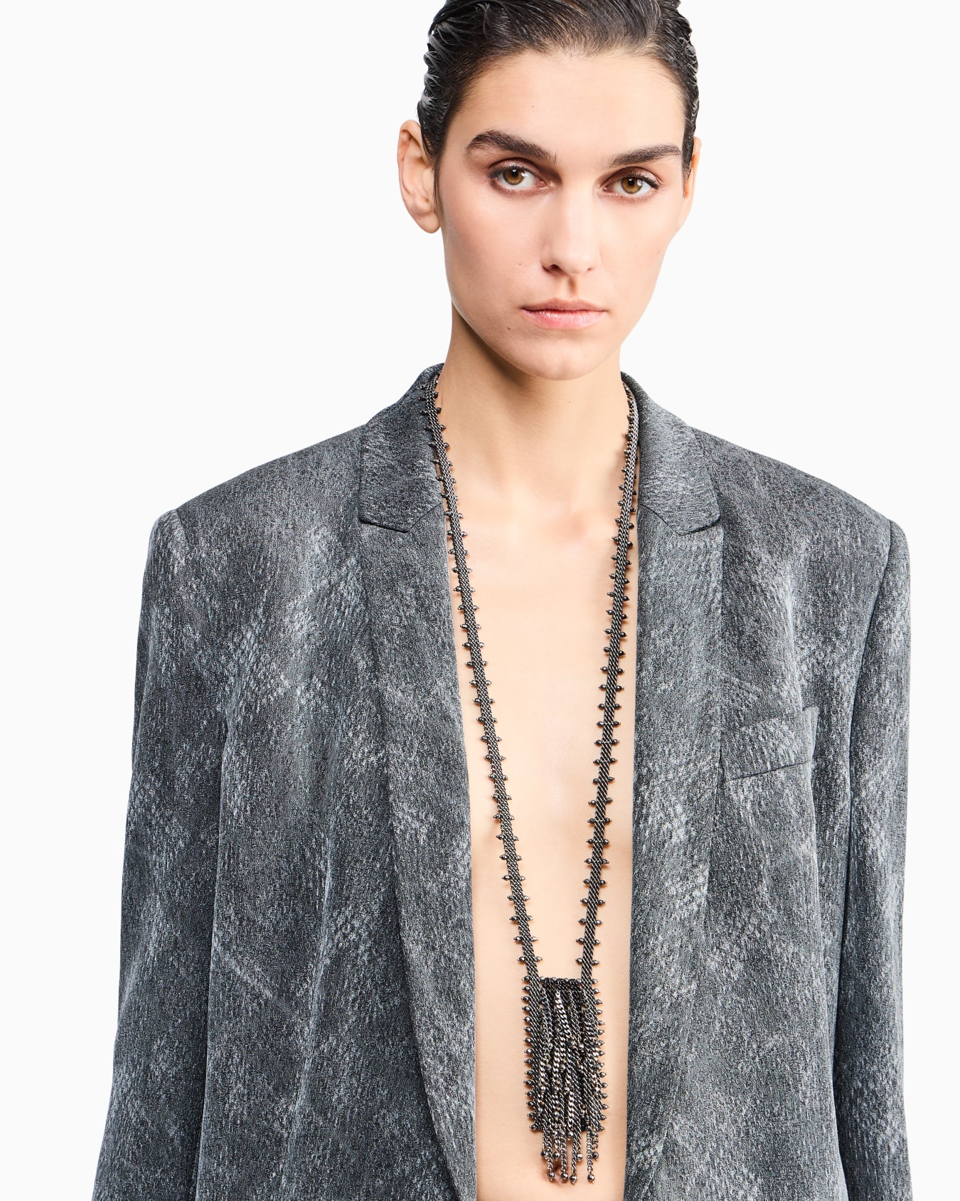 Necklace in aluminum and pyrite with bronze and silver Slide 2