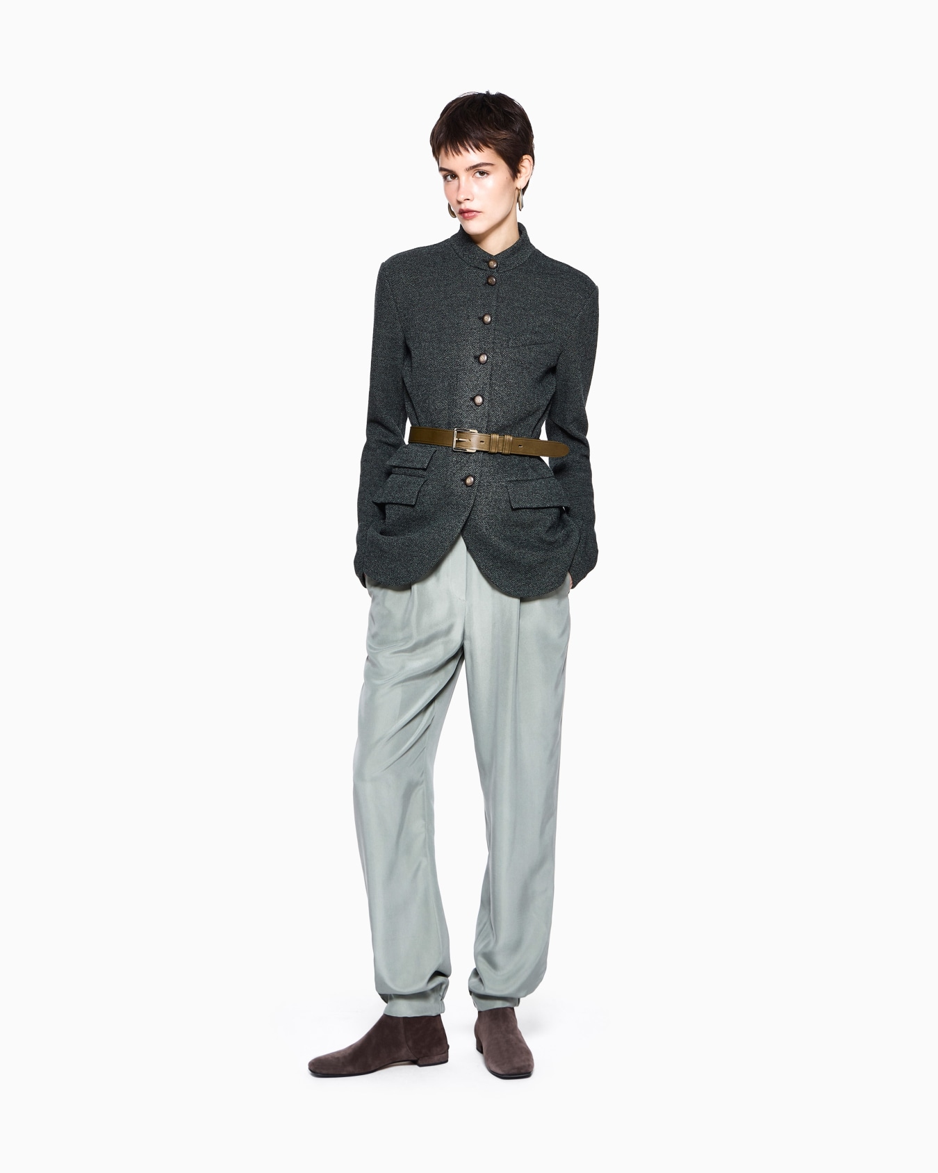 Slim-fit blazer New Normal in herringbone effect jersey Slide 1