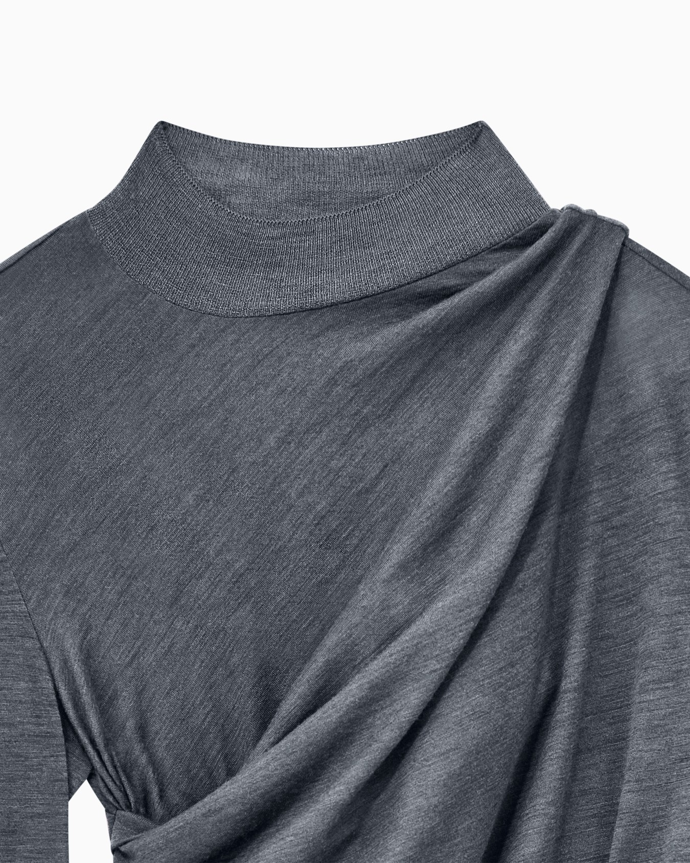 Jersey de lana con cuello chimenea y drapeado frontal Diapositiva 4