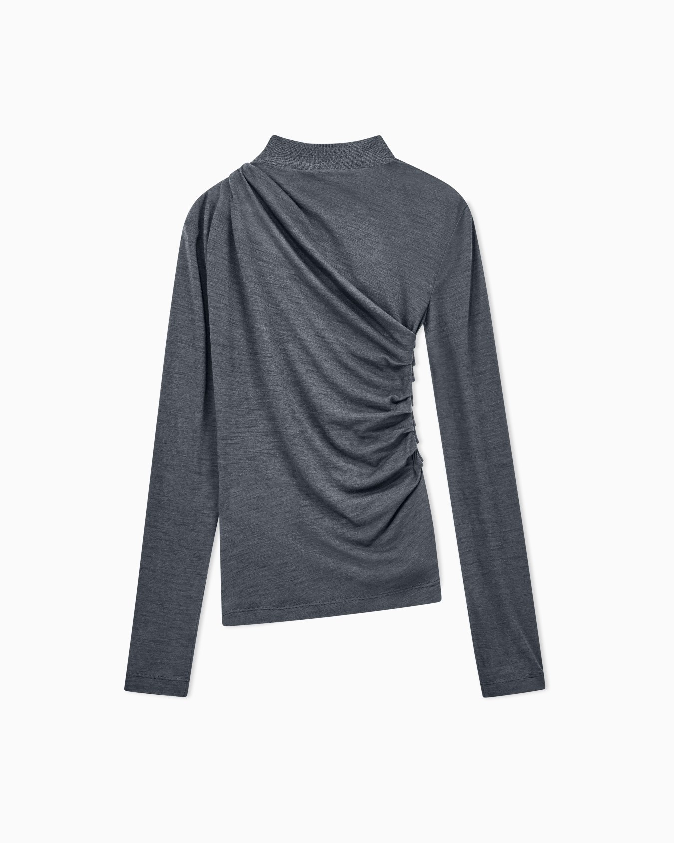 Jersey de lana con cuello chimenea y drapeado frontal Diapositiva 2
