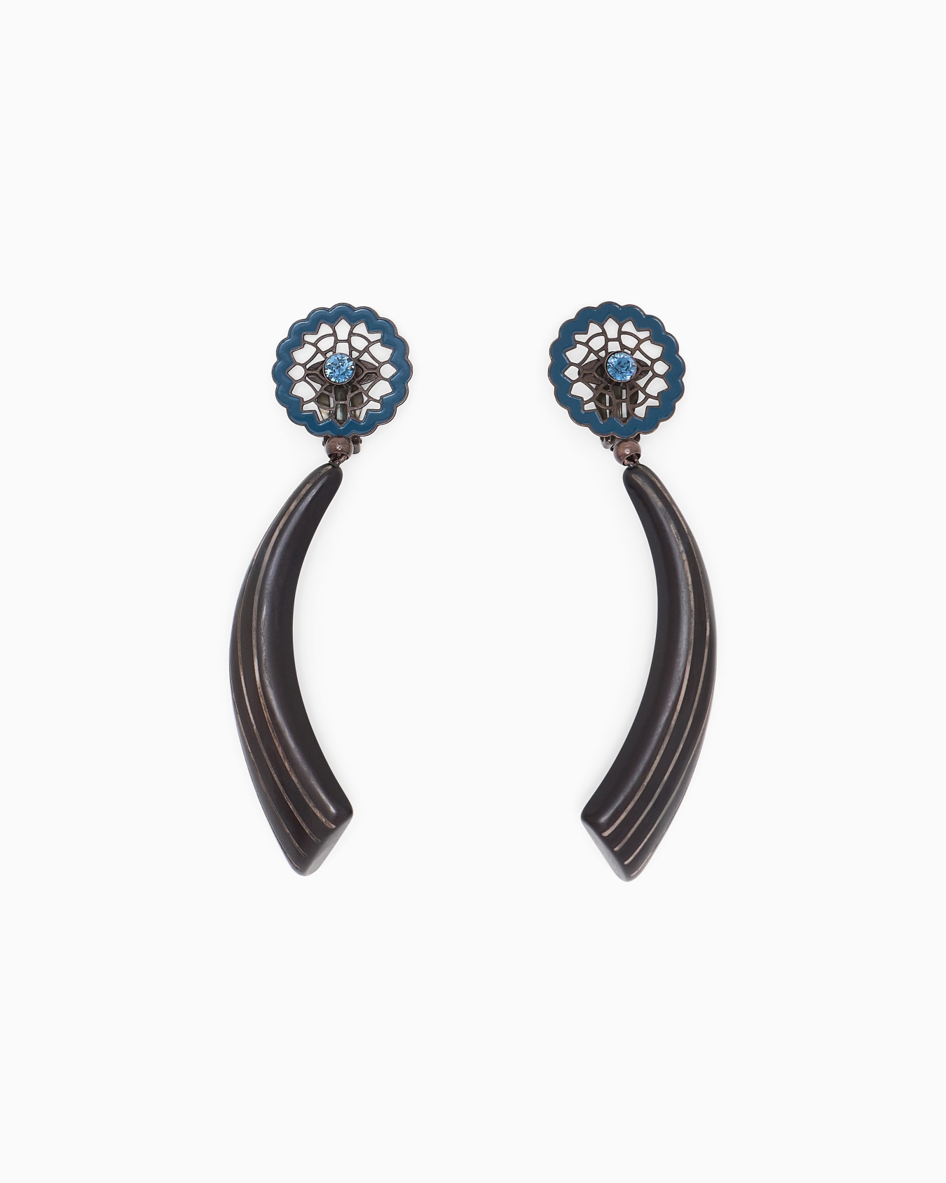 Hängeohrringe aus Messing mit Kristall und Sichelform Folie 0