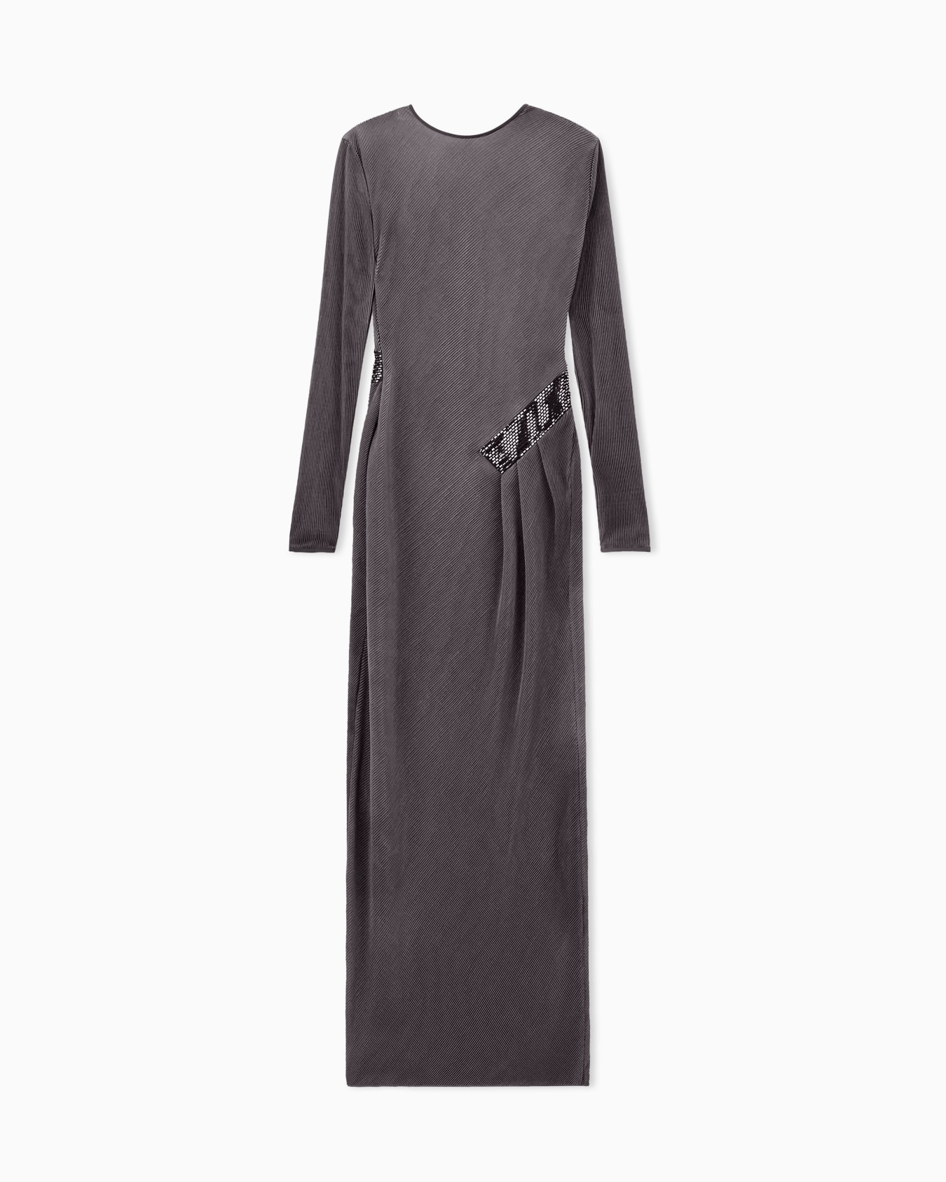 Dress pleated jersey with back V-neck and sequin detail Slide 0