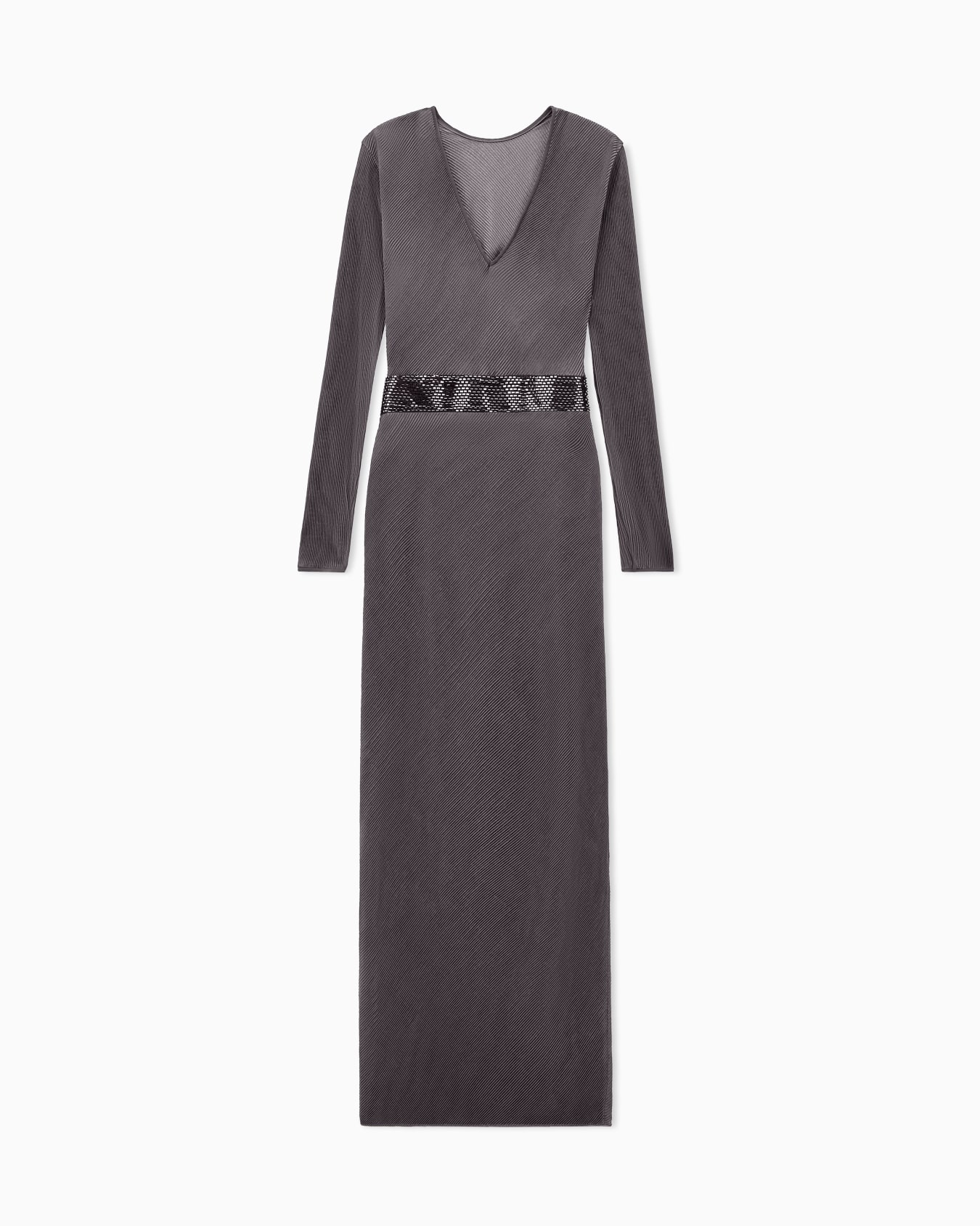 Dress pleated jersey with back V-neck and sequin detail Slide 2