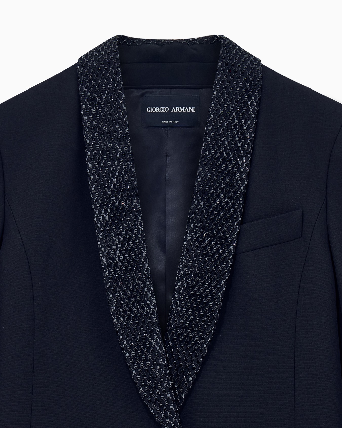 Embroidered jacket silk cady tuxedo with rhinestone lapel Slide 2