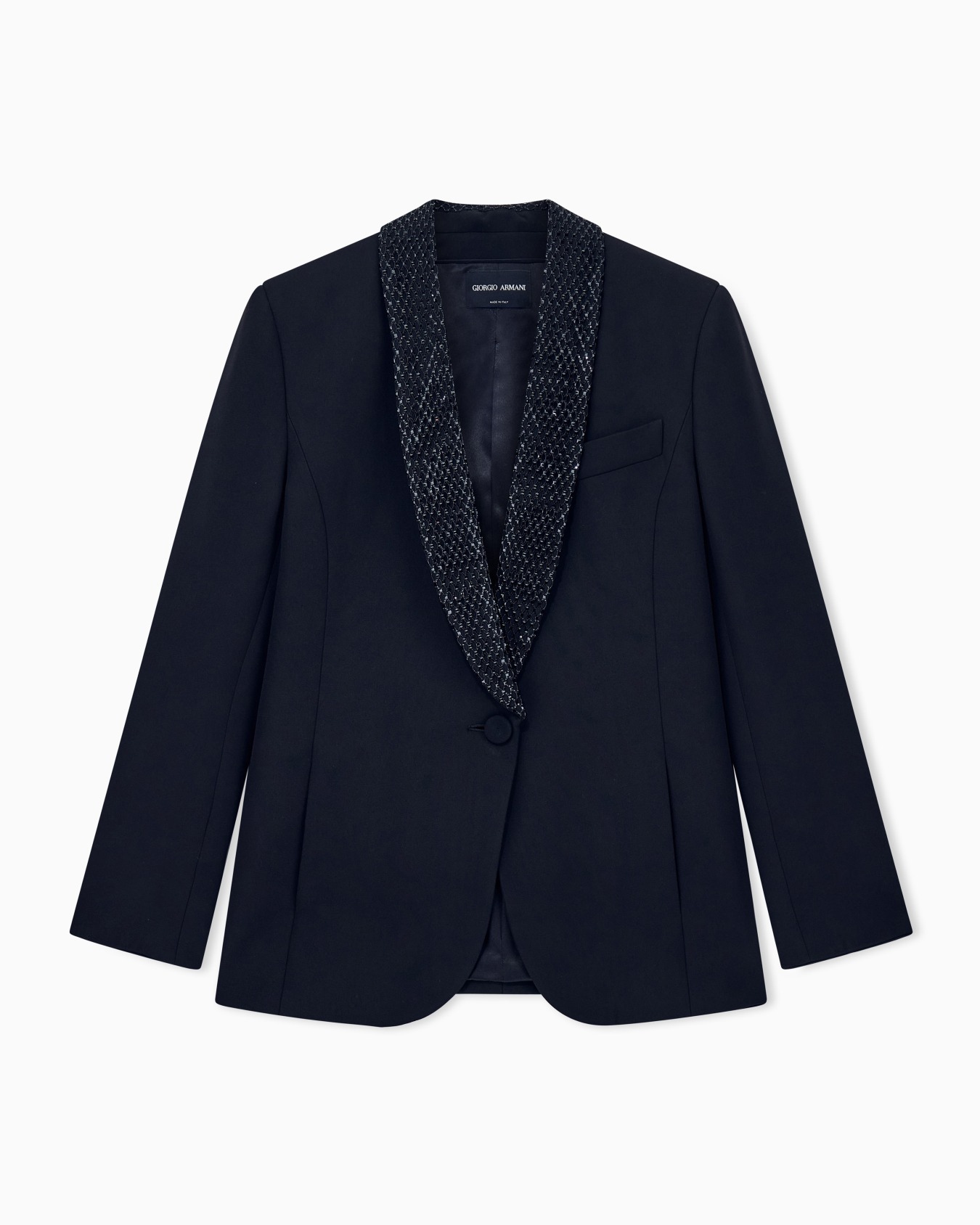 Embroidered jacket silk cady tuxedo with rhinestone lapel Slide 0