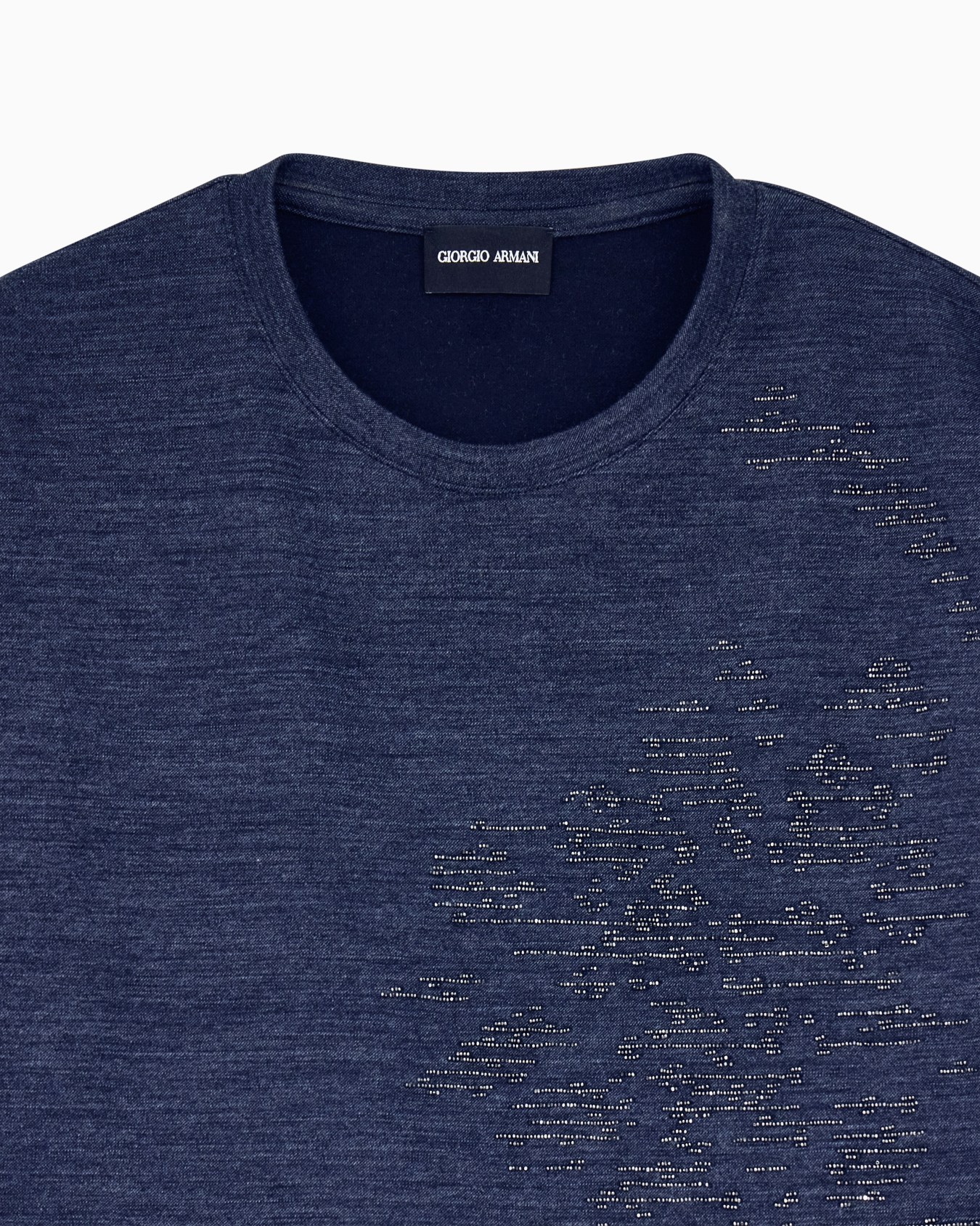 ウールとコットンのデニム風Tシャツ、マイクロビーズ刺繍付き スライドする 3