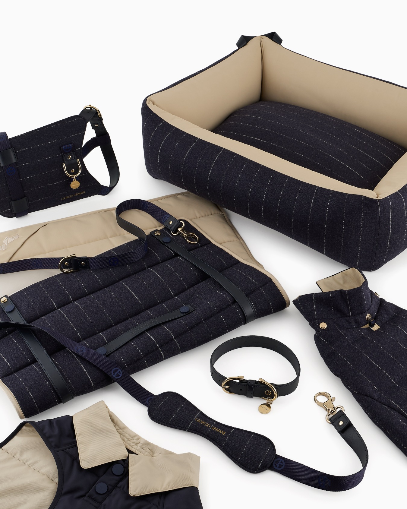 Poldo x Giorgio Armani Dog Bed in pinstriped virgin wool Slide 5