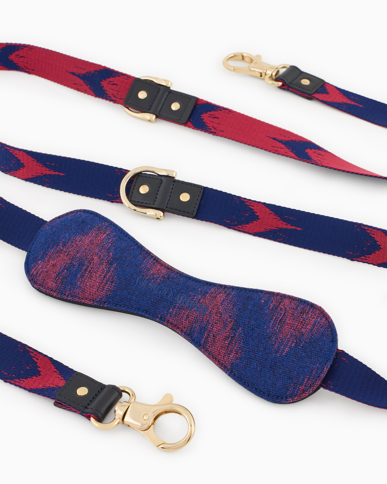 Correa Poldo x Giorgio Armani en tejido jacquard con motivo Ikat y piel Diapositiva 2