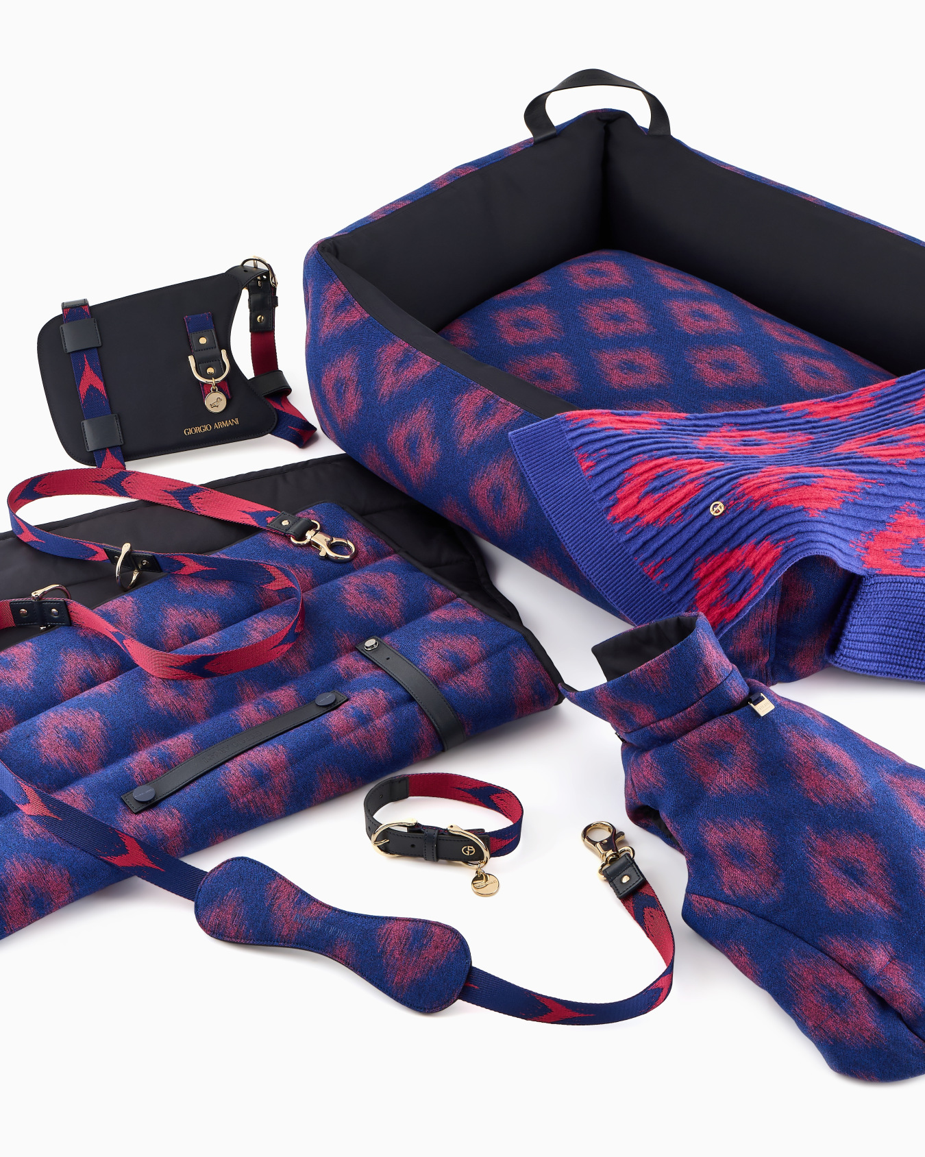 Correa Poldo x Giorgio Armani en tejido jacquard con motivo Ikat y piel Diapositiva 3
