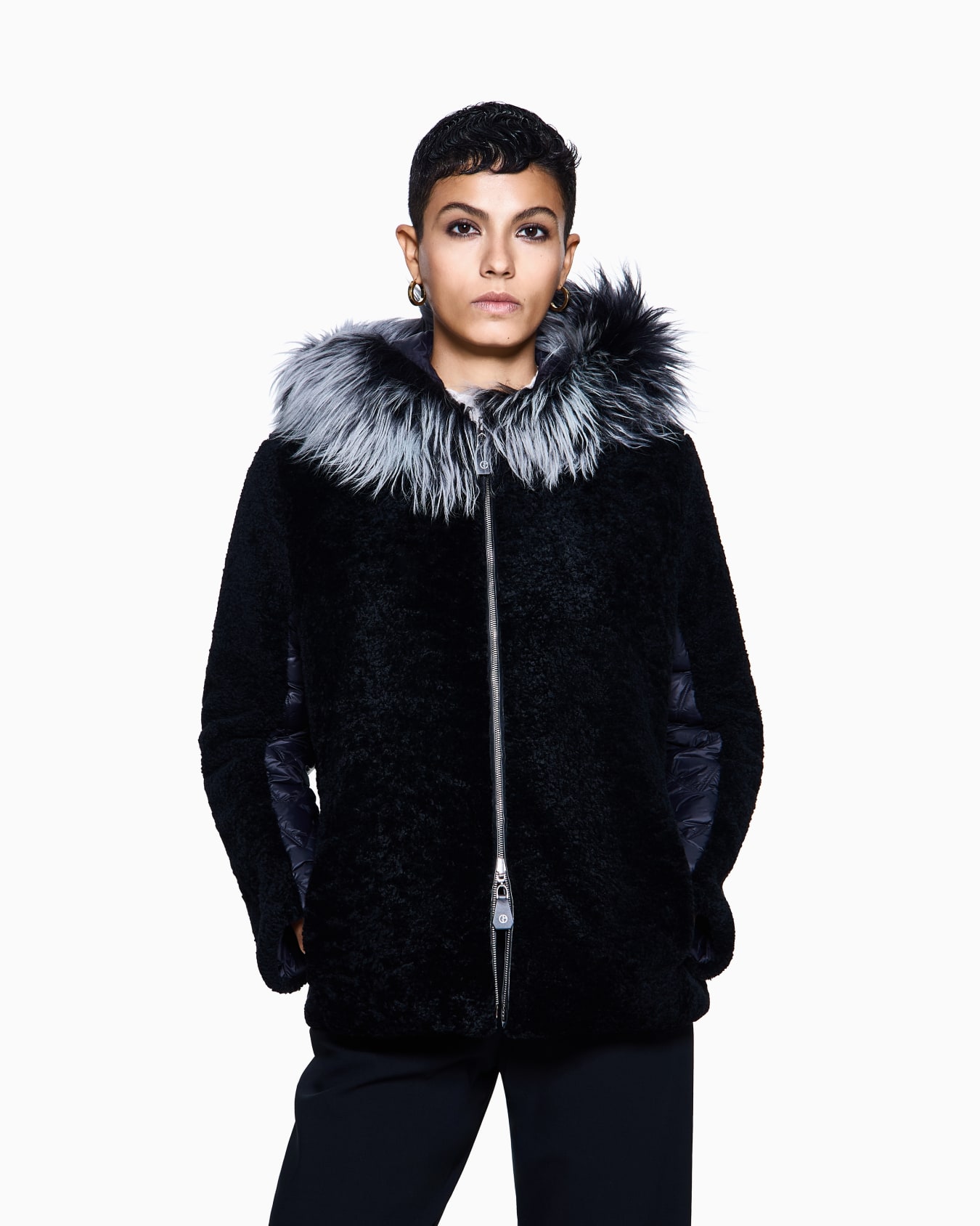 Reversible shearling lamb pea coat Slide 3
