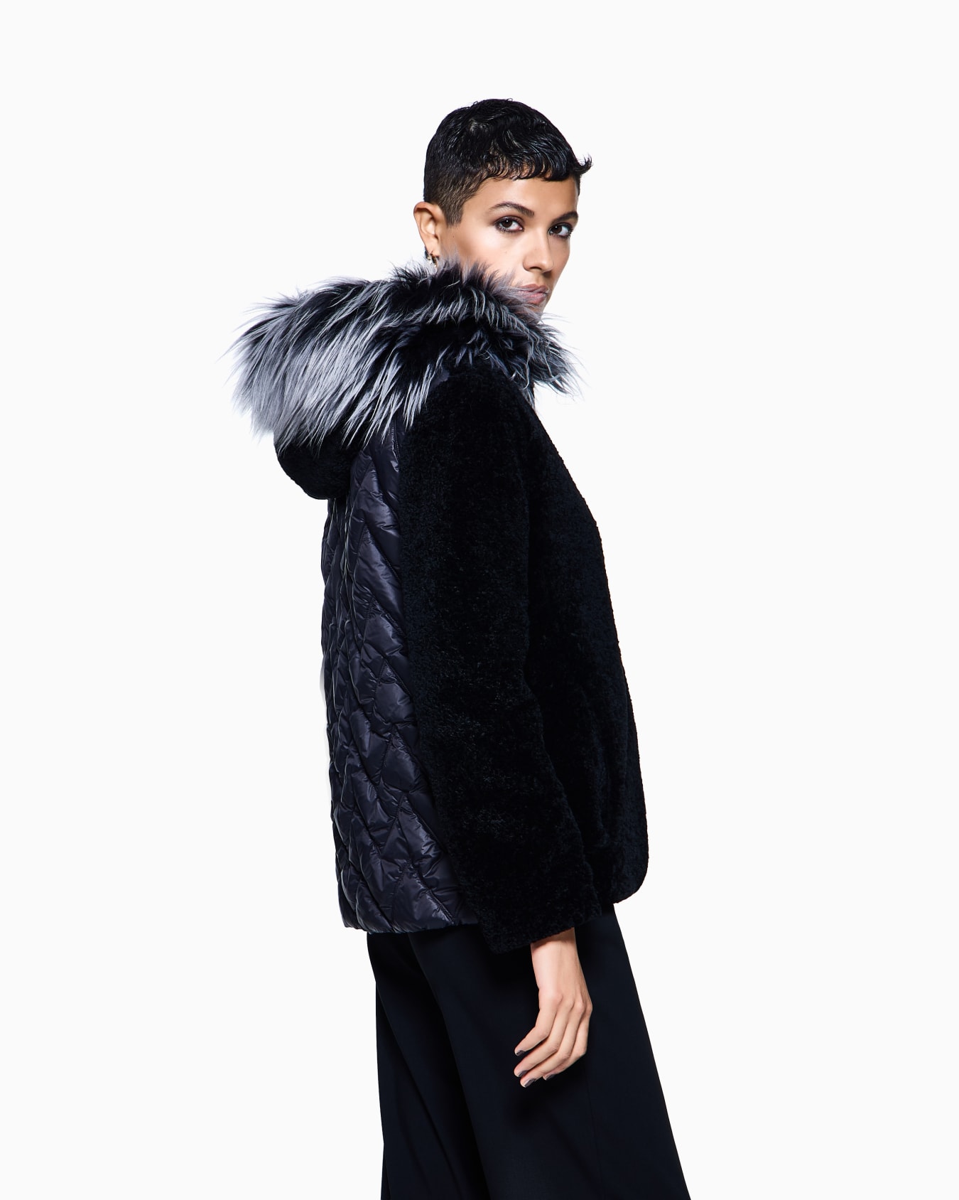 Reversible shearling lamb pea coat Slide 2