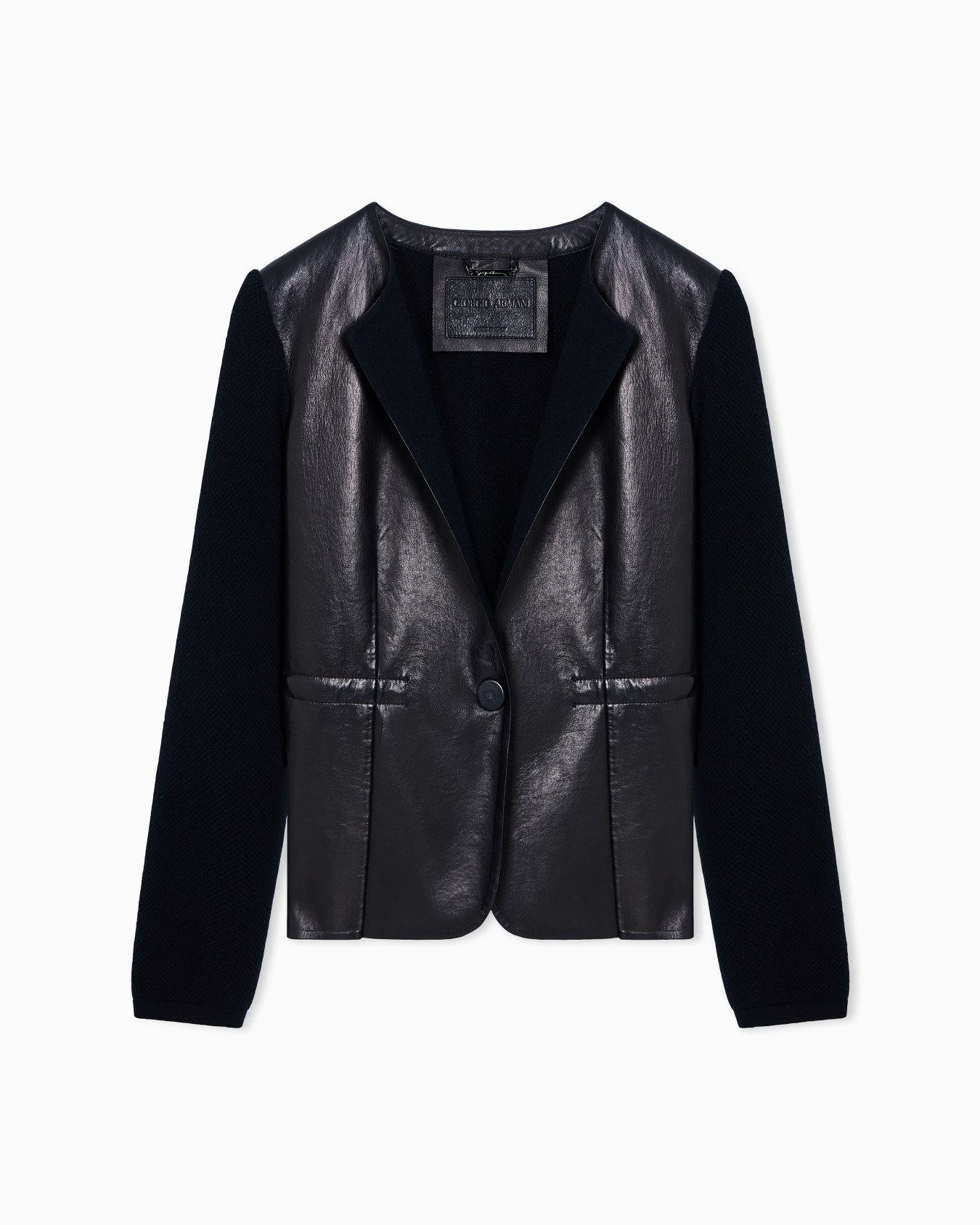 Single-breasted, nappa-leather and cashmere jacket Slide 0