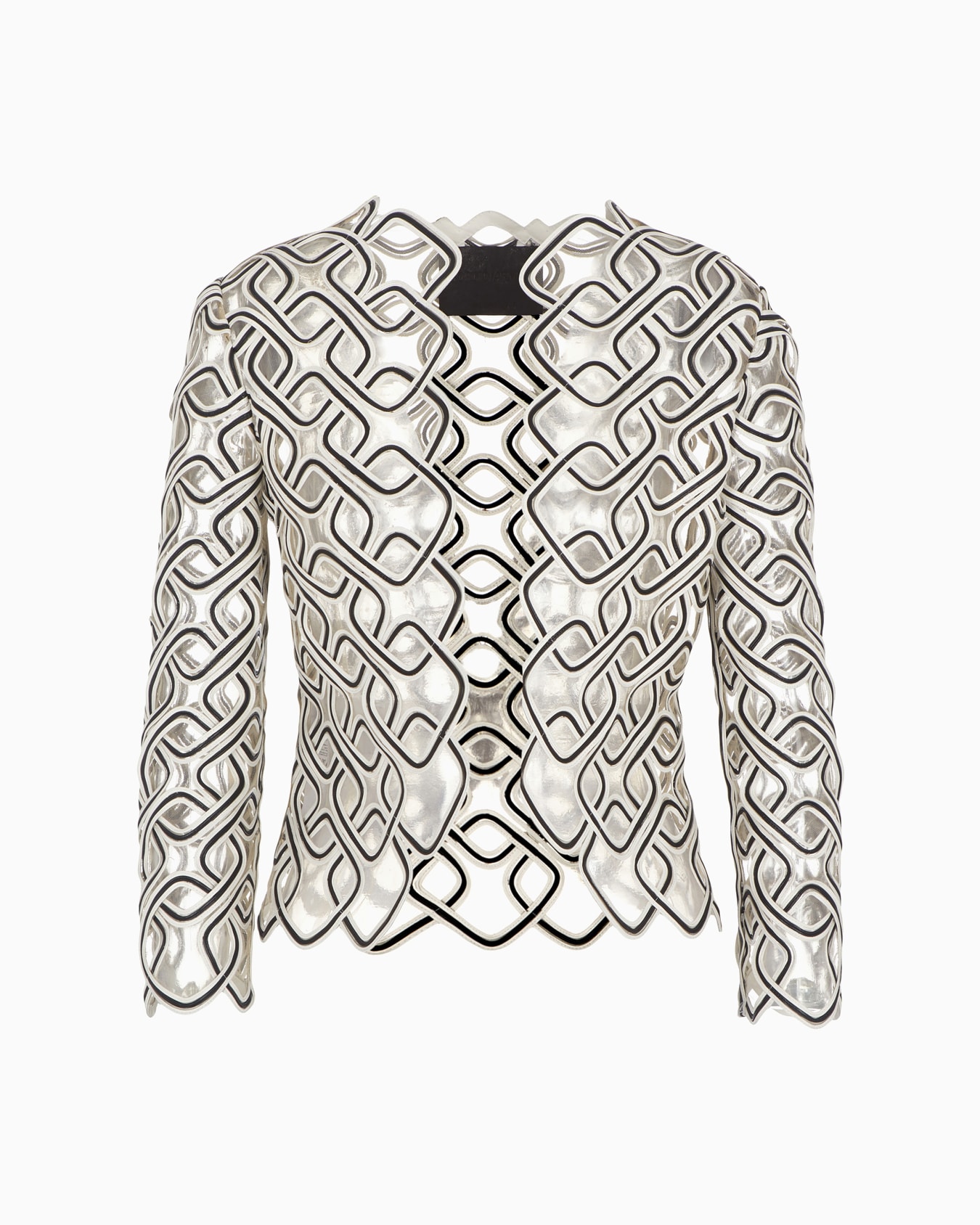 Giacca in nappa bicolore ricamata su tulle Slide 0