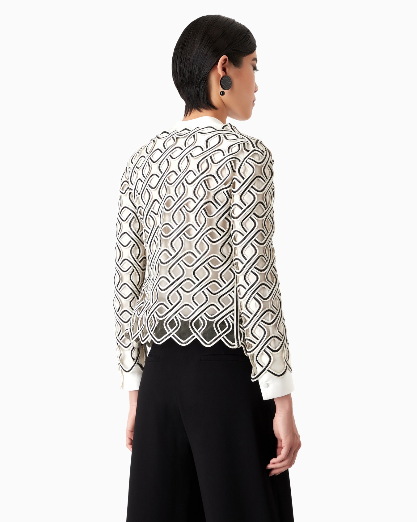 Giacca in nappa bicolore ricamata su tulle Slide 2