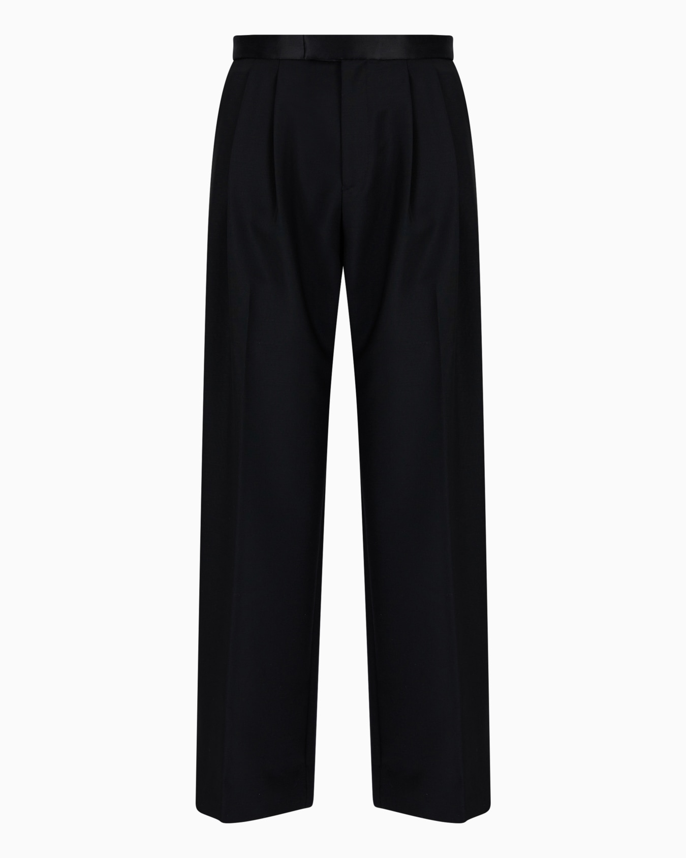 Virgin-wool two-way stretch canvas trousers with godet pleats Slide 0