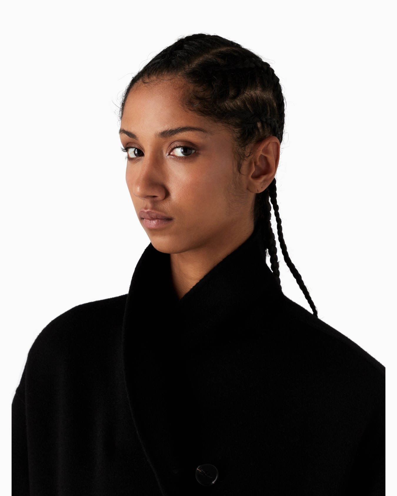 Long wool cloth coat with off-centre closure and belt Slide 5