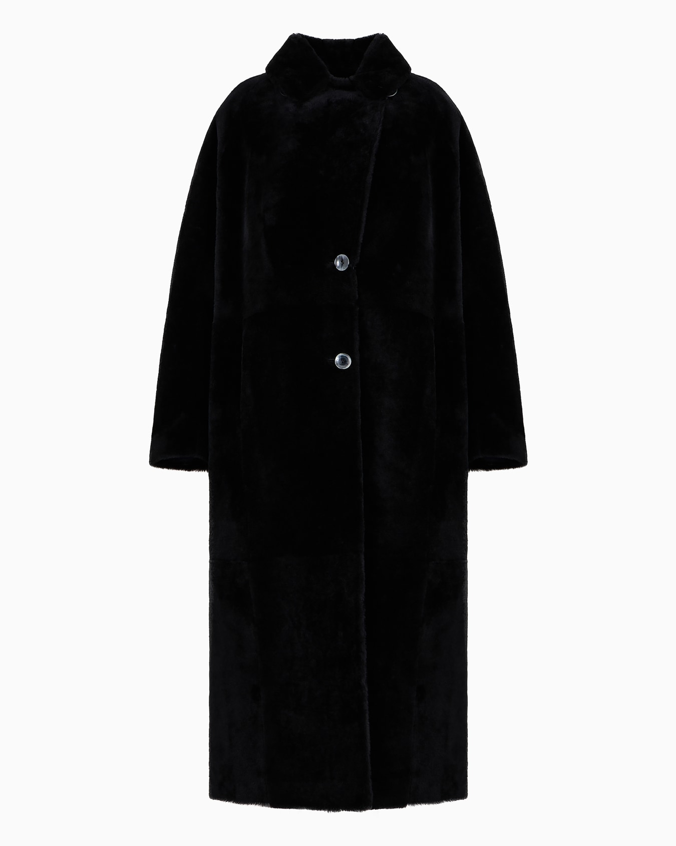 Oversized sheepskin coat lapels in Spanish Merino lamb shearling Slide 0