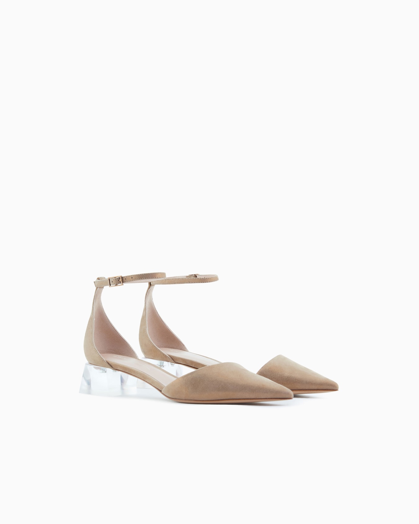 Laminated suede d'Orsay court shoes Slide 1