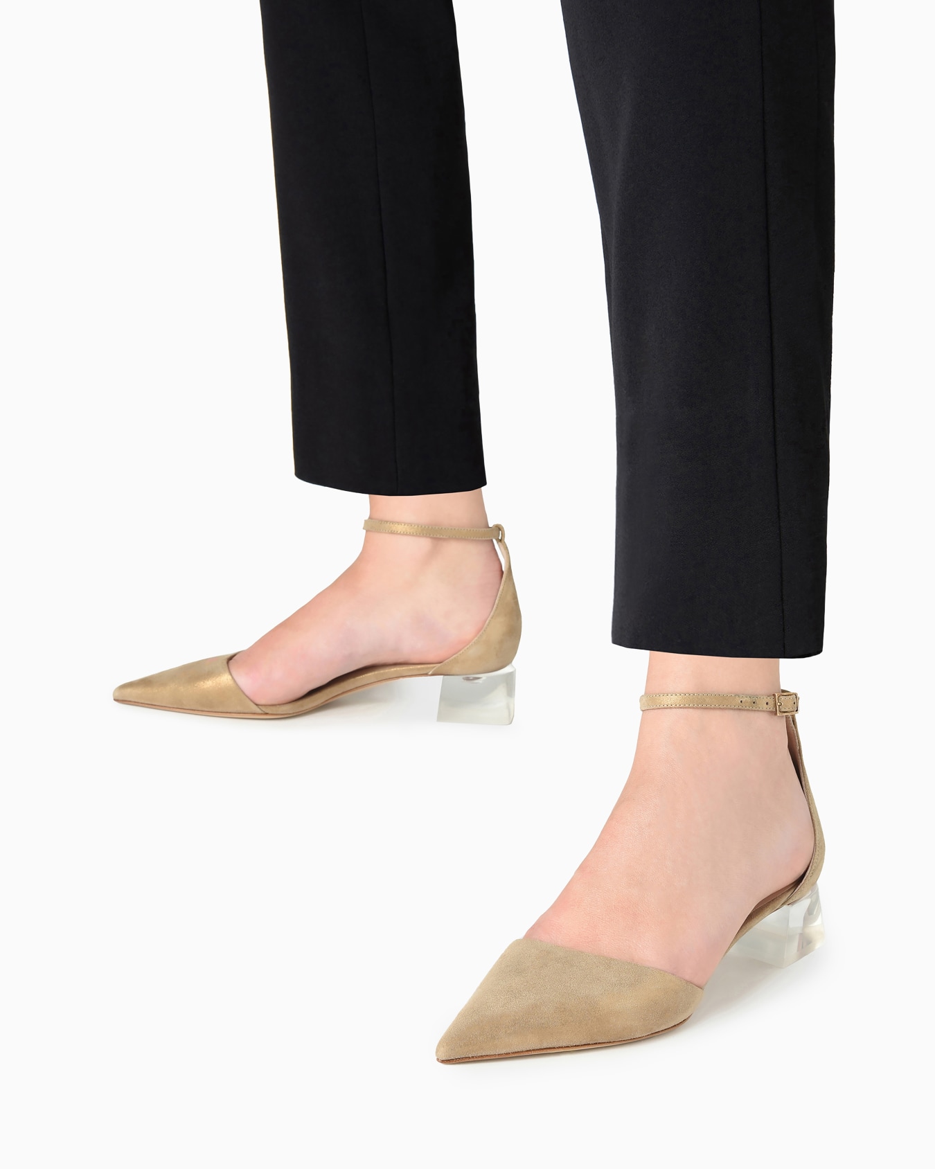 Laminated suede d'Orsay court shoes Slide 6