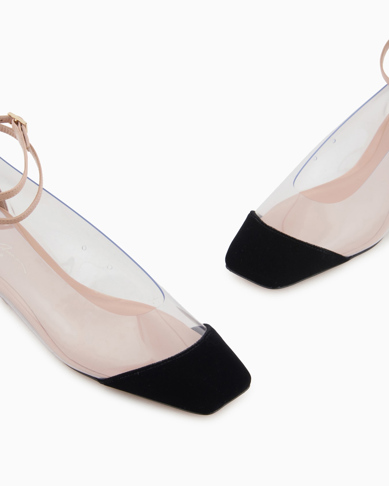 Ballerinas with strap in nappa leather, PVC and velvet Slide 4