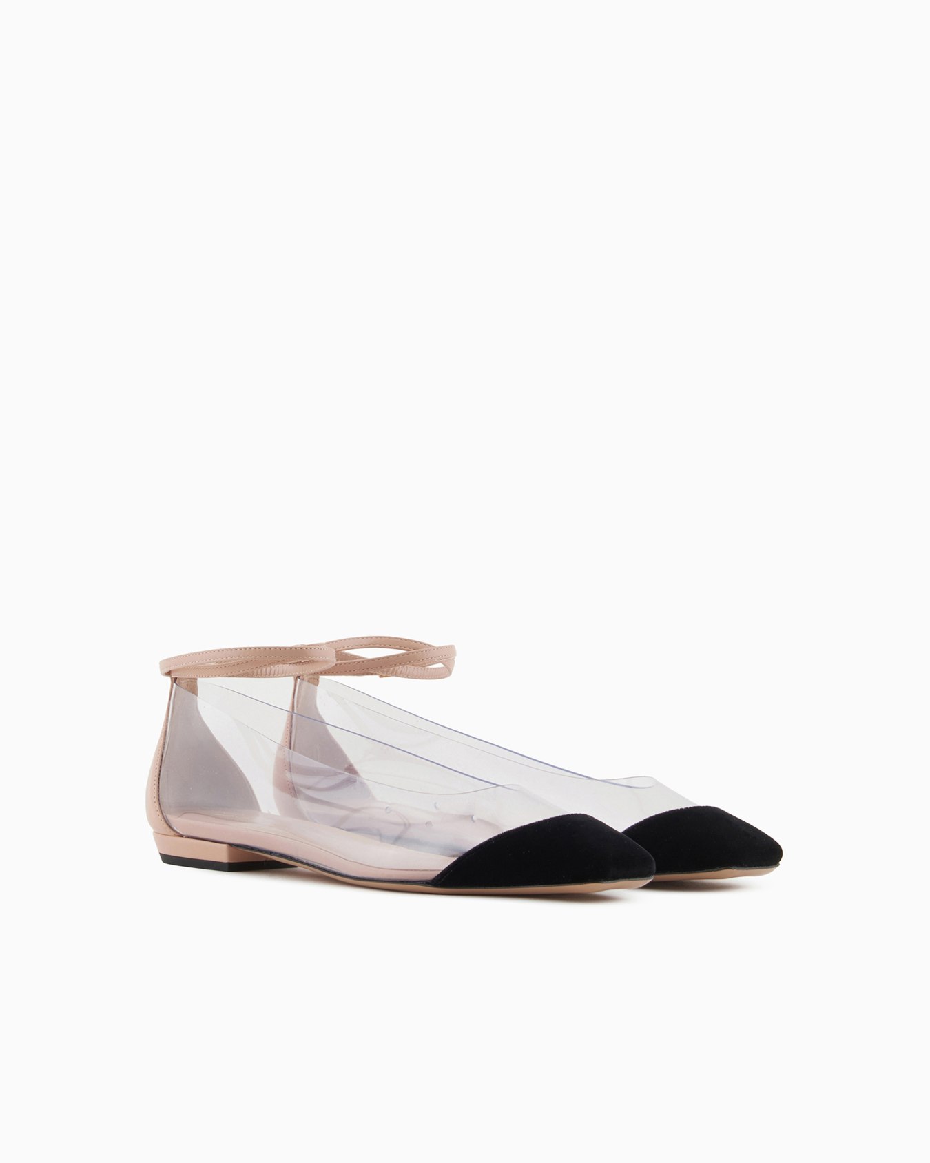 Ballerinas with strap in nappa leather, PVC and velvet Slide 1