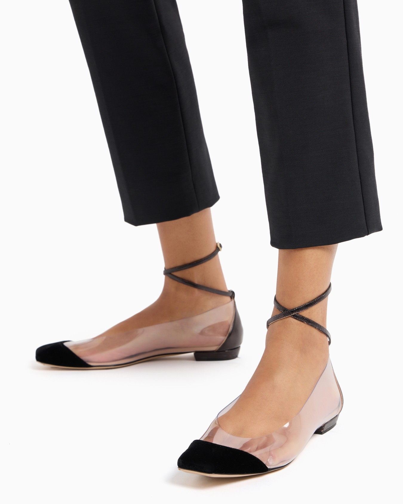 Ballerinas with strap in nappa leather, PVC and velvet Slide 6