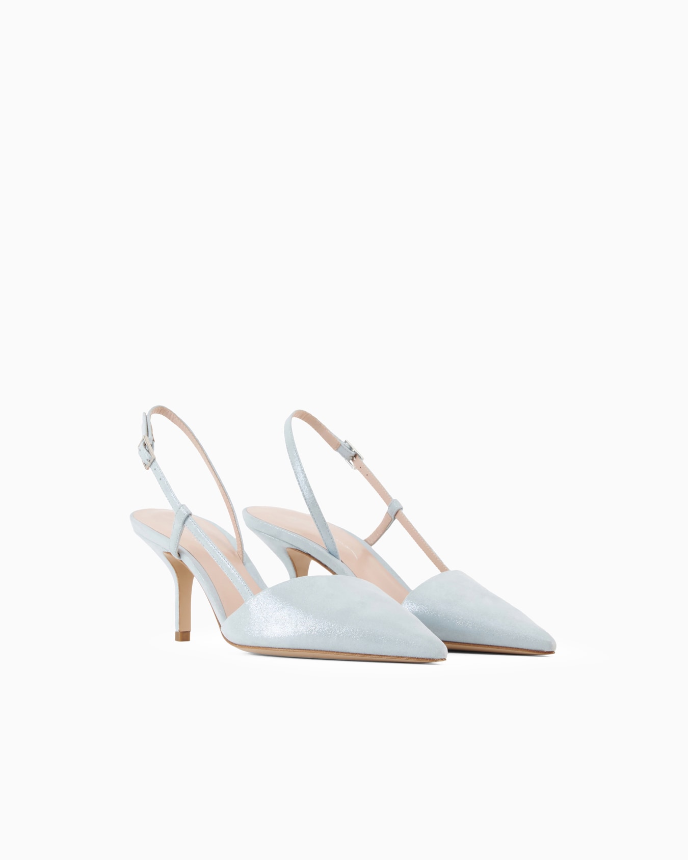 Slingback in pelle scamosciata laminata Slide 1