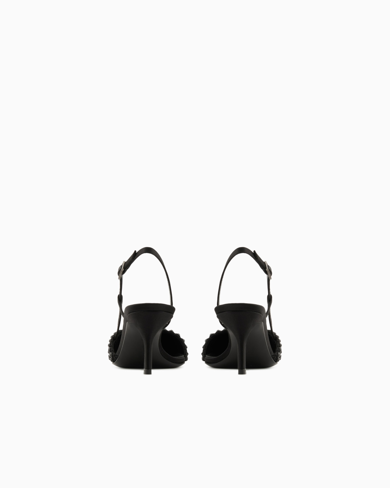 Satin, mesh and rhinestone slingbacks Slide 3