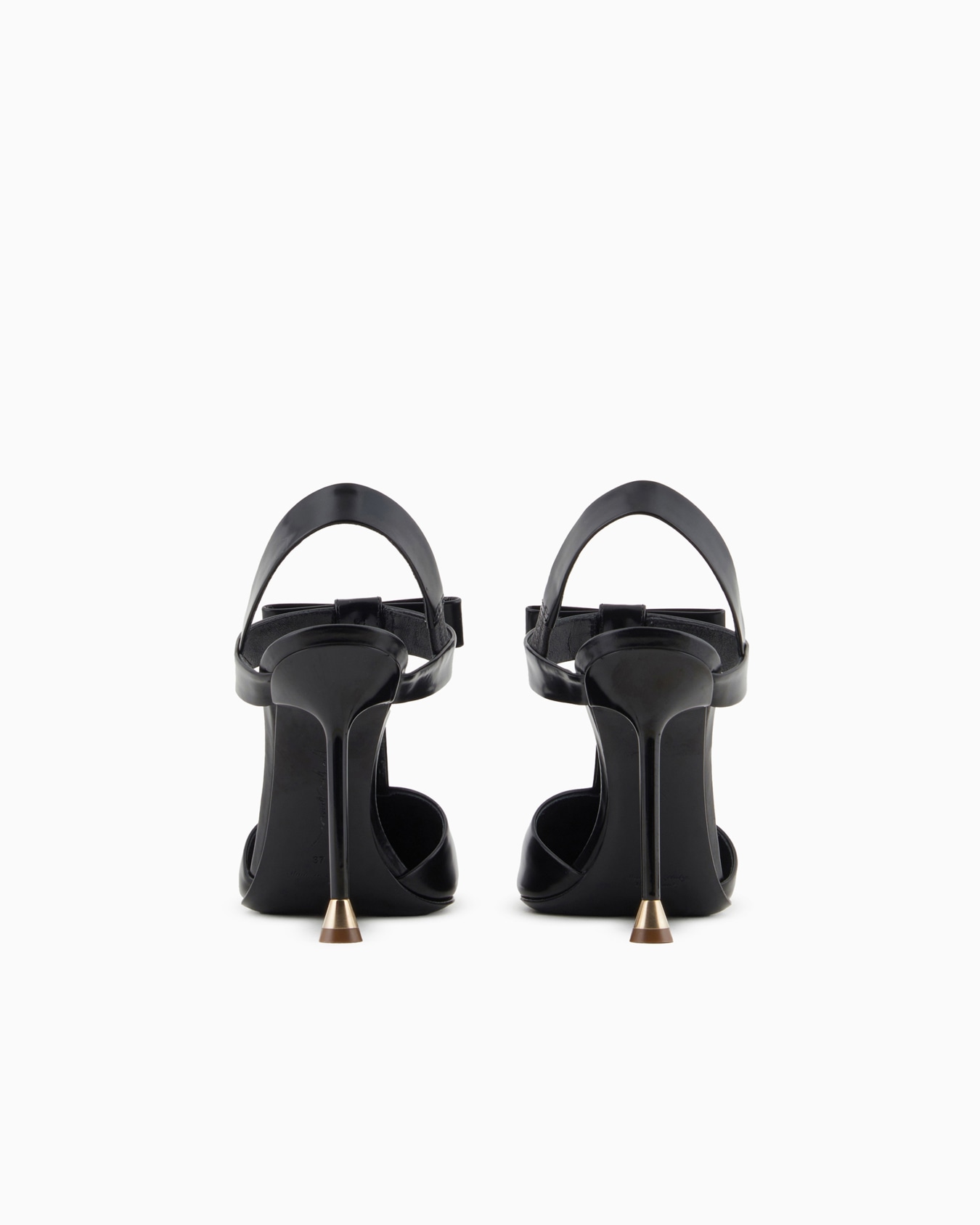 Brushed leather T-bar court shoes with bow Slide 3