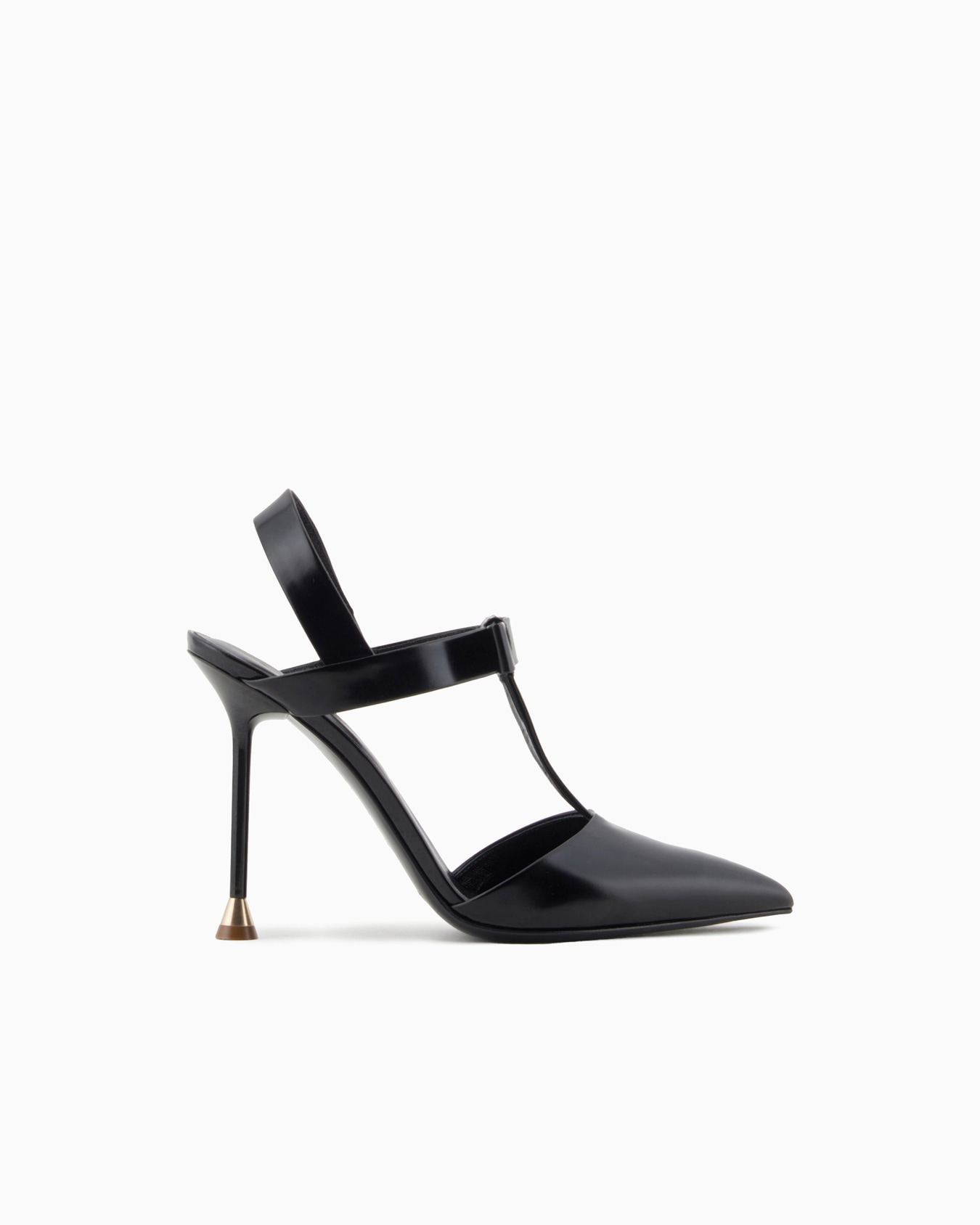Brushed leather T-bar court shoes with bow Slide 0