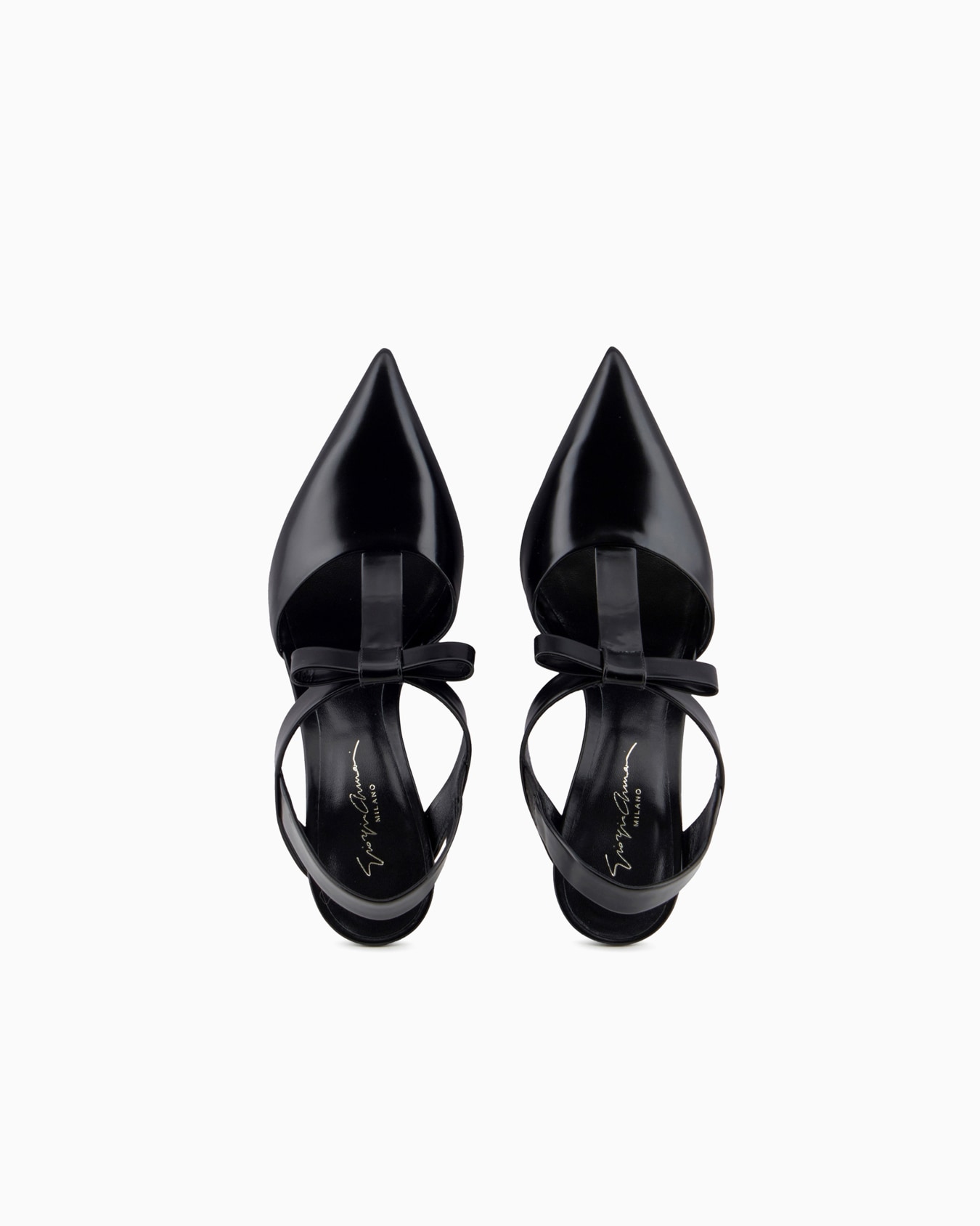 Brushed leather T-bar court shoes with bow Slide 2