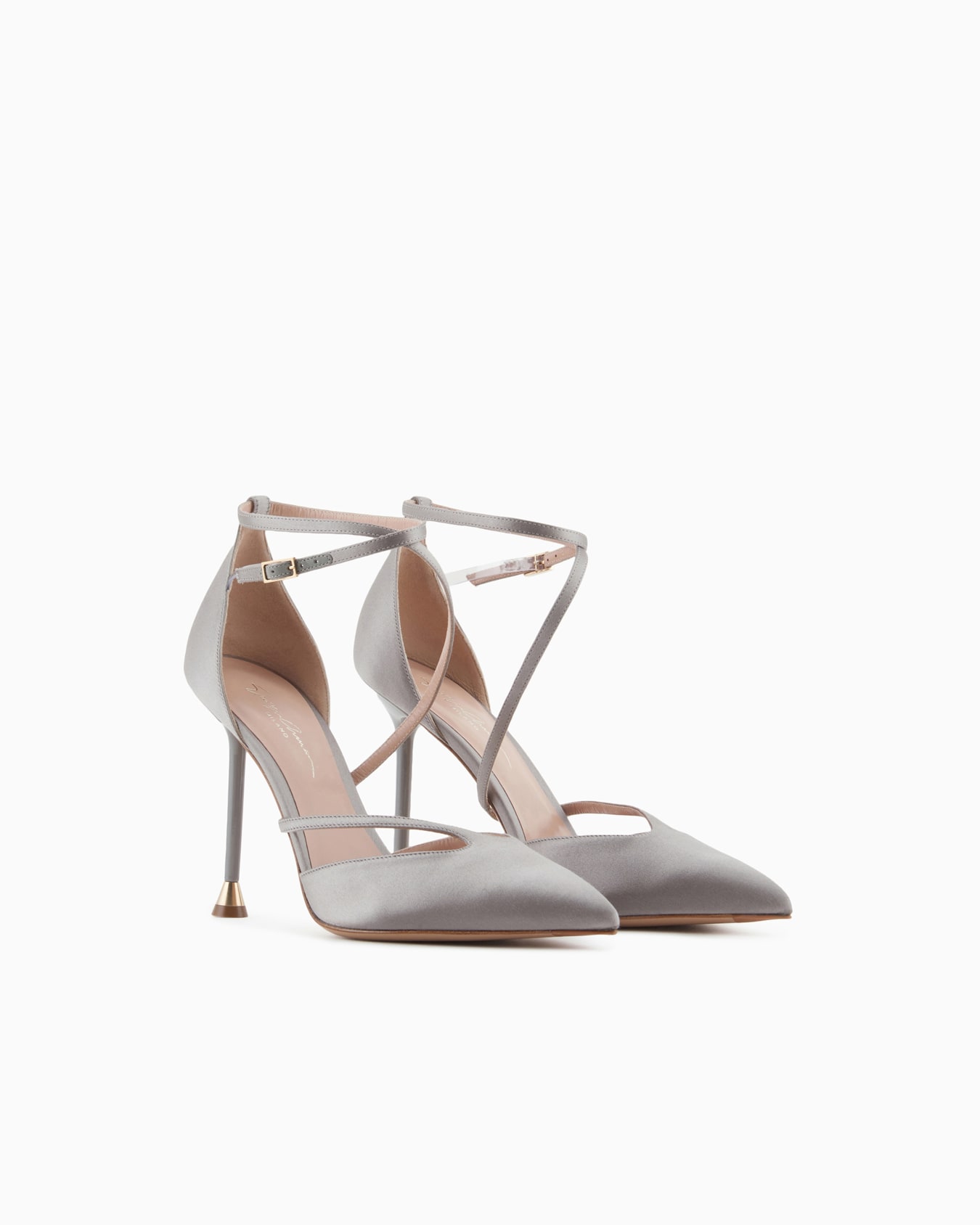 Satin court shoes with strap Slide 1